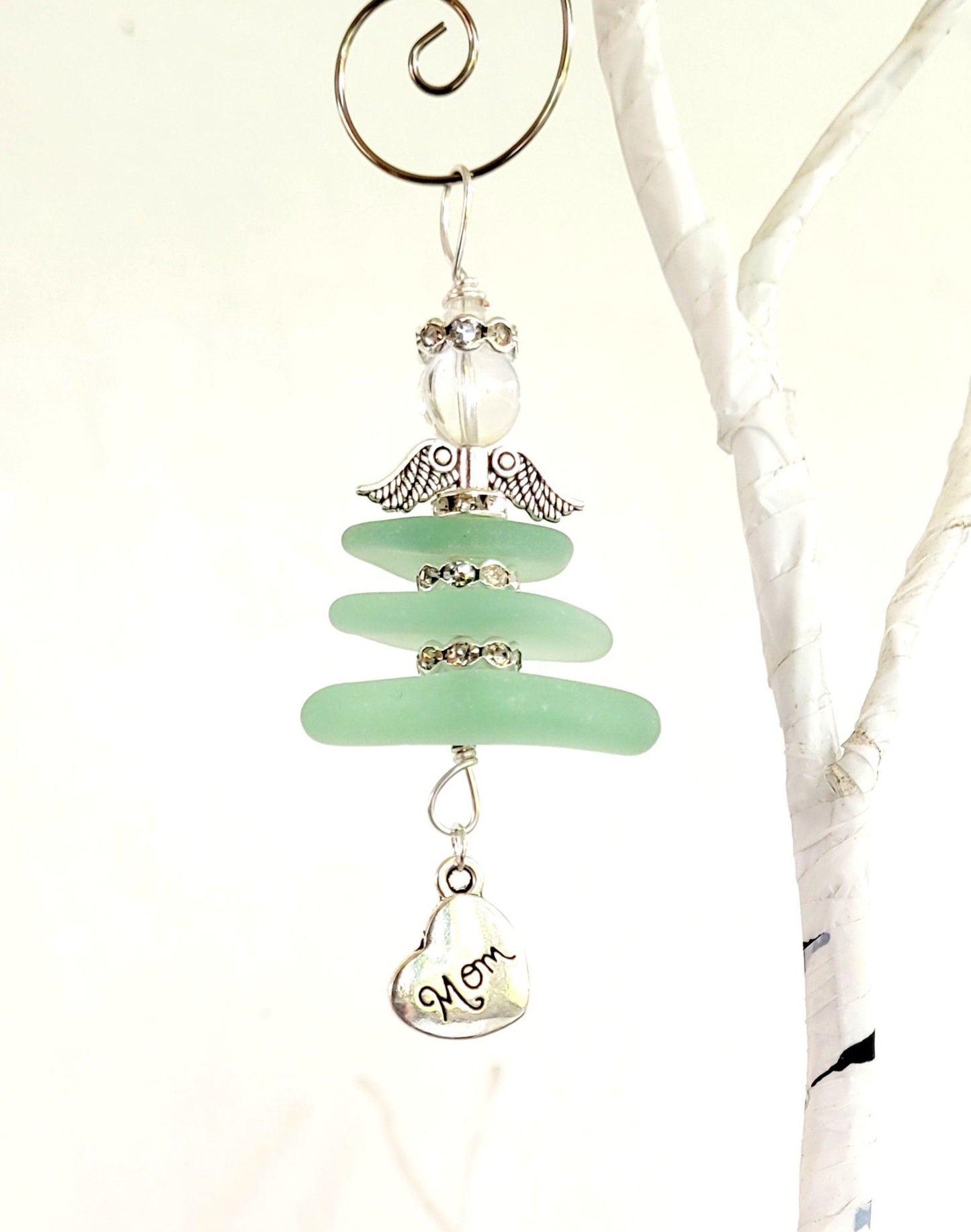 Genuine Sea Glass Angel Sun Catcher/Angel Car Charm/Angel Pendant/Angel Ornament/Get Well Gift/Gift for Her/Birthday Gift/145