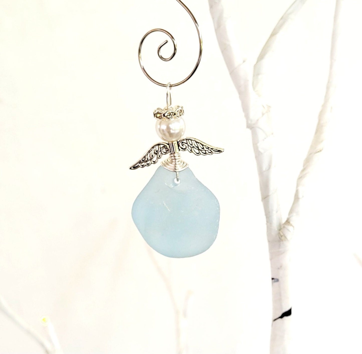 Genuine Sea Glass Angel Sun Catcher/Angel Car Charm/Angel Pendant/Angel Ornament/Get Well Gift/Gift for Her/Birthday Gift/143