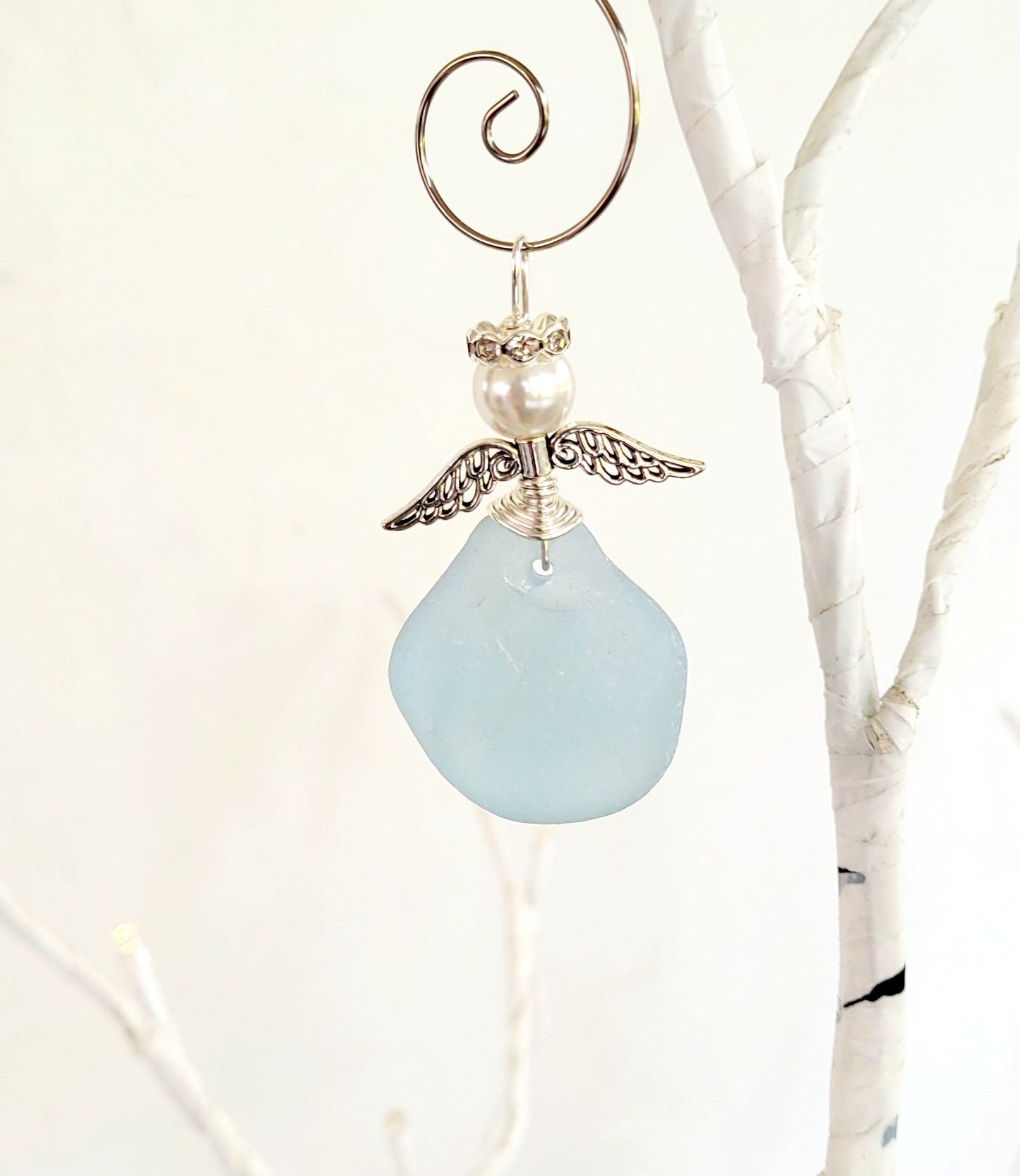 Genuine Sea Glass Angel Sun Catcher/Angel Car Charm/Angel Pendant/Angel Ornament/Get Well Gift/Gift for Her/Birthday Gift/143