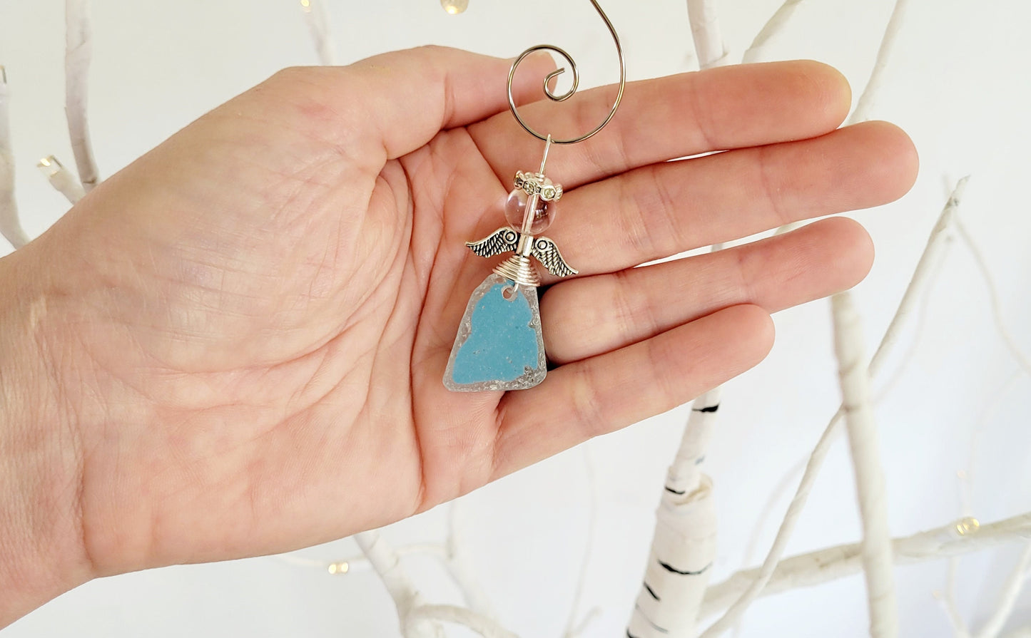 Genuine Sea Glass Angel Sun Catcher/Angel Car Charm/Angel Pendant/Angel Ornament/Get Well Gift/Gift for Her/Birthday Gift/141