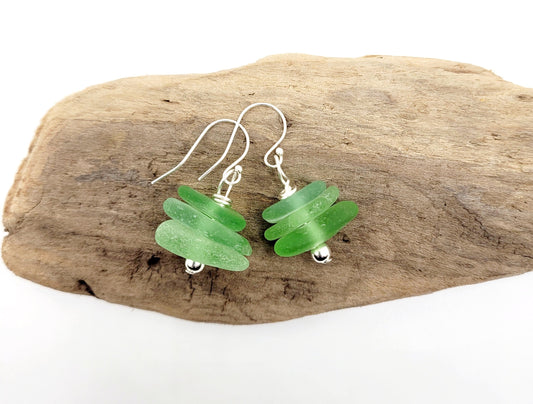 Genuine Sea Glass/Sea Foam Green Glass Earrings/Sea Glass and Sterling Silver Earrings/Gift for Her/Nautical Earrings