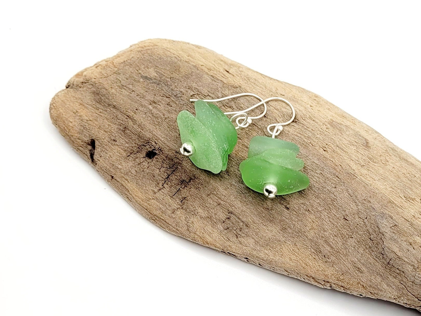 Genuine Sea Glass/Sea Foam Green Glass Earrings/Sea Glass and Sterling Silver Earrings/Gift for Her/Nautical Earrings