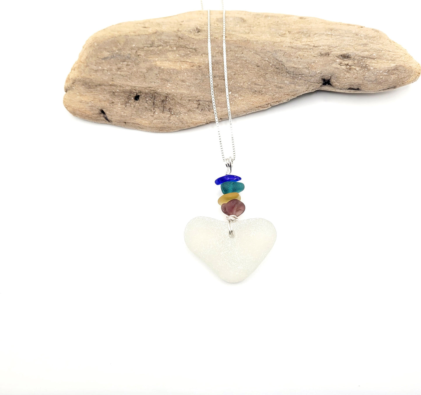 Genuine Sea Glass Pendant/Heart Sea Glass Pendant/Natural Heart Sea Glass Pendant/Anniversary Gift/Gift for her/Unique Gift/33