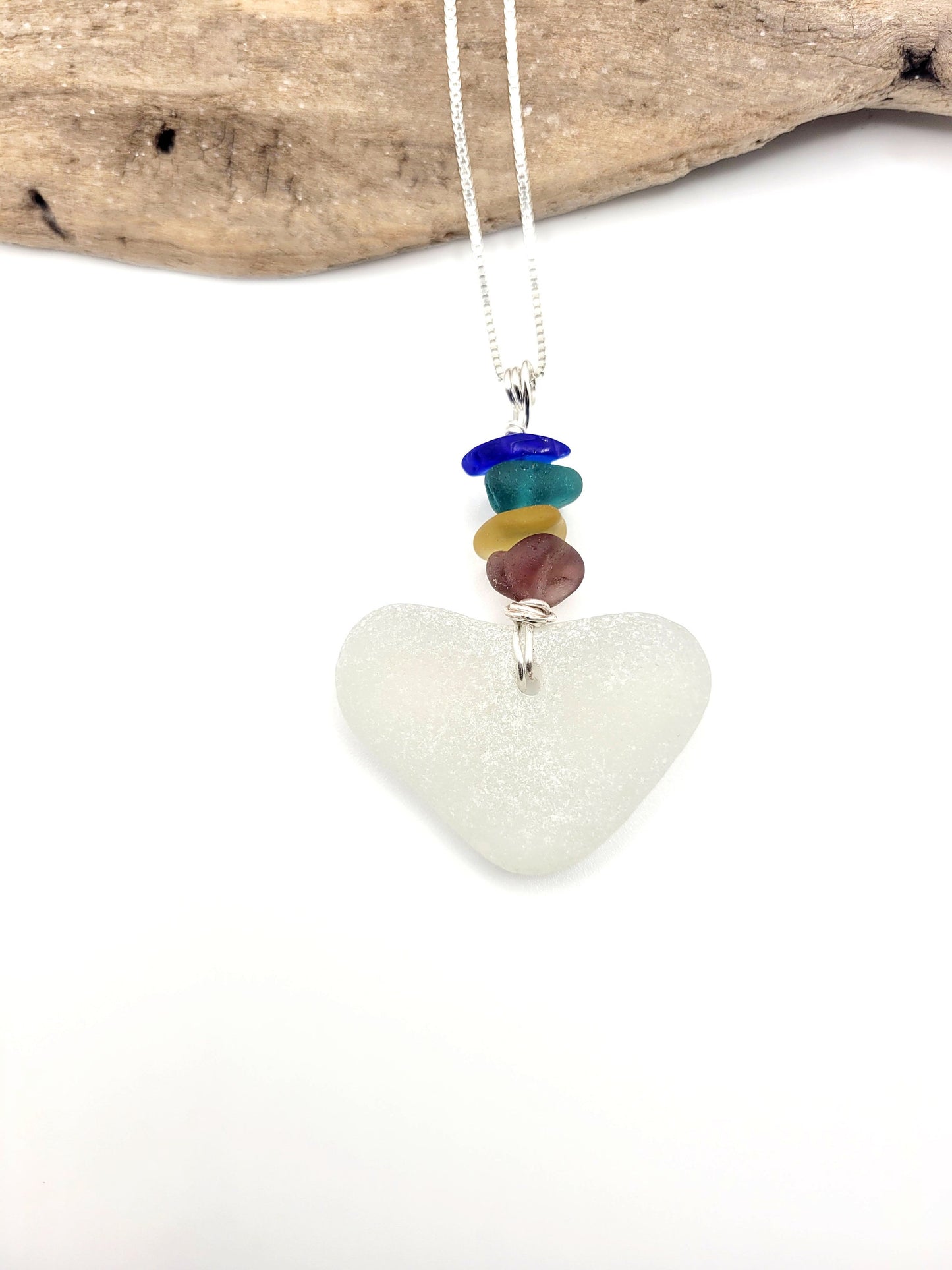 Genuine Sea Glass Pendant/Heart Sea Glass Pendant/Natural Heart Sea Glass Pendant/Anniversary Gift/Gift for her/Unique Gift/33