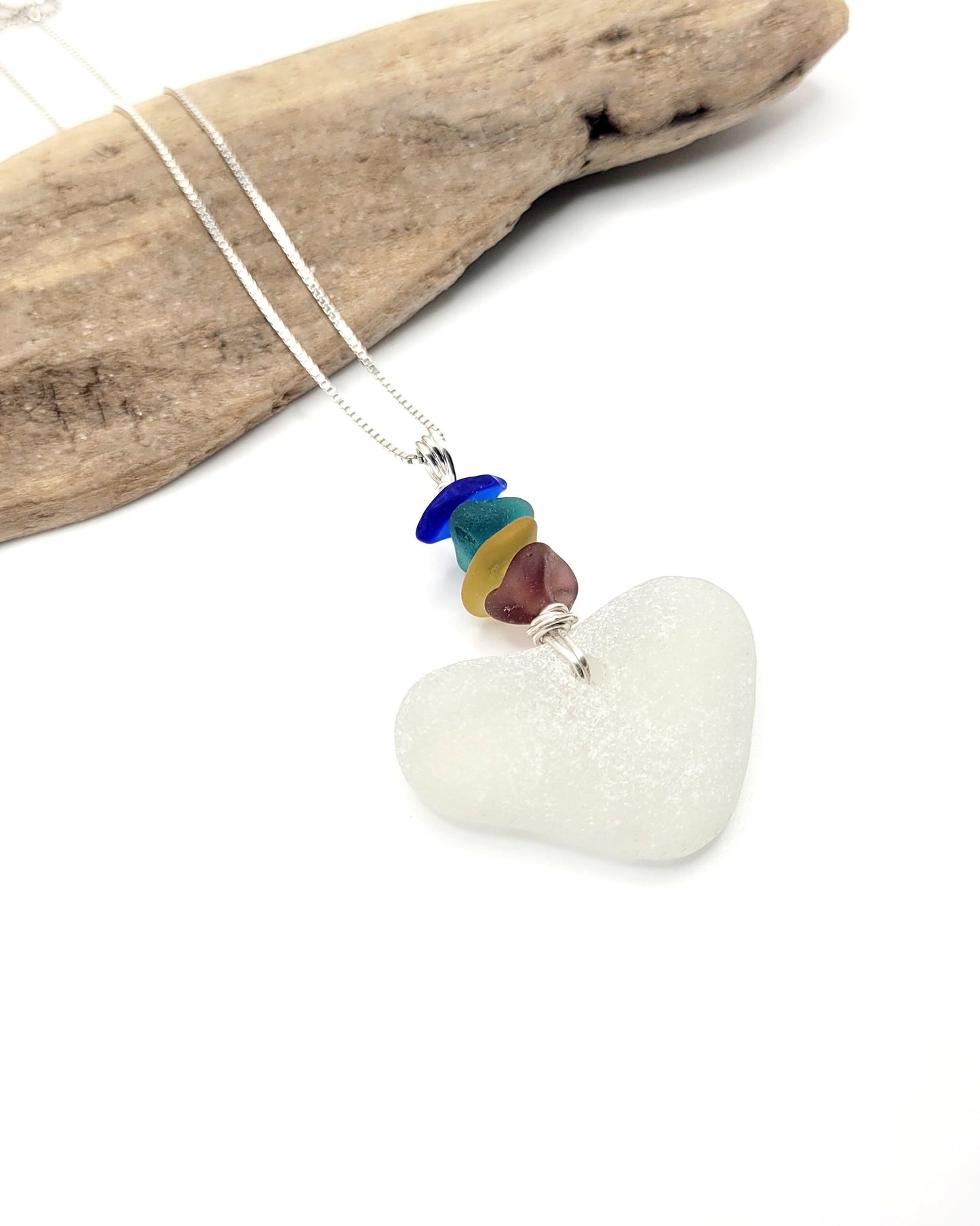 Genuine Sea Glass Pendant/Heart Sea Glass Pendant/Natural Heart Sea Glass Pendant/Anniversary Gift/Gift for her/Unique Gift/33