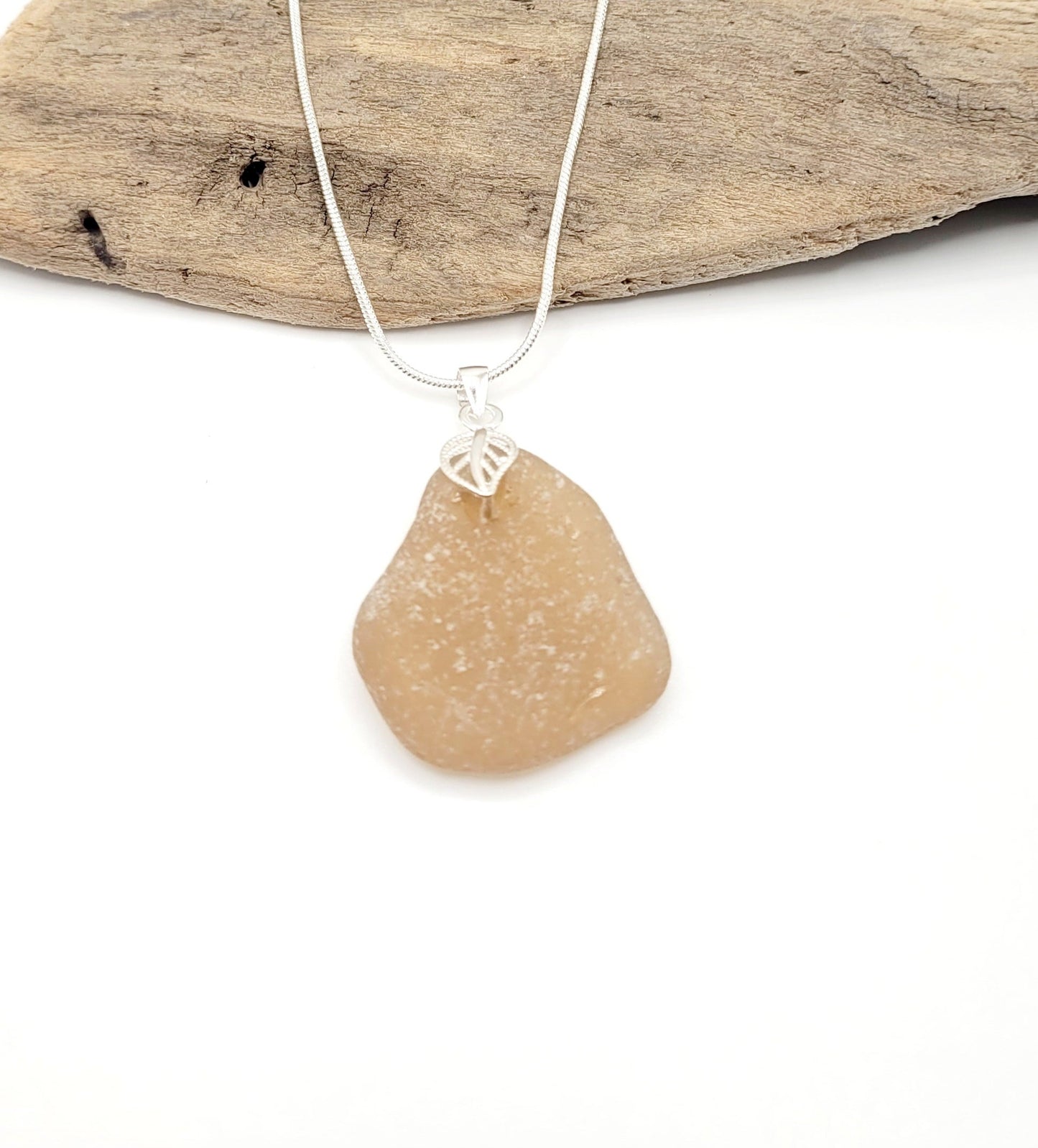 Genuine Sea Glass/Sea Glass and Sterling Silver Necklace/Sea Glass Pendant/Genuine Sea Glass Jewelry/51