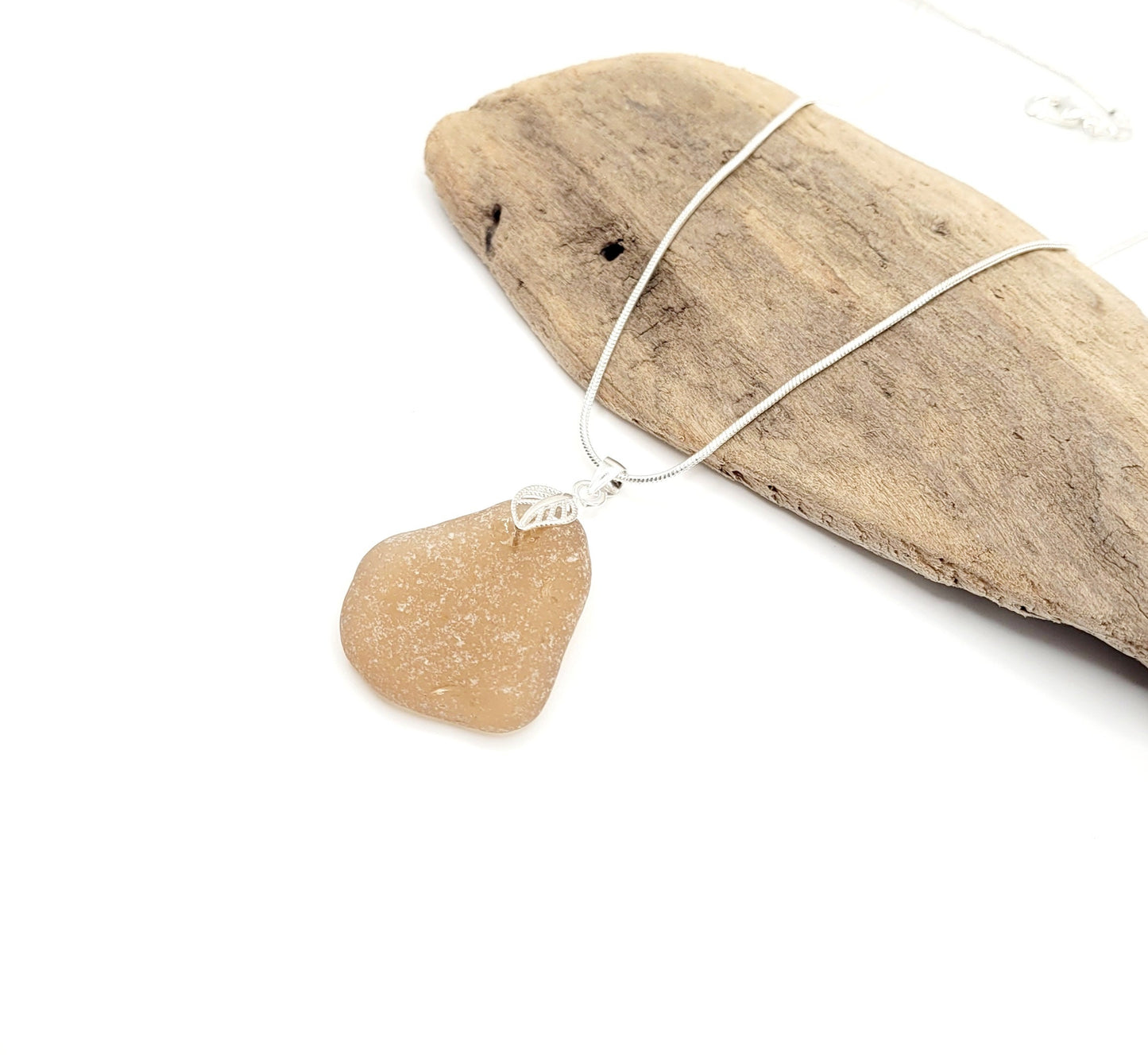 Genuine Sea Glass/Sea Glass and Sterling Silver Necklace/Sea Glass Pendant/Genuine Sea Glass Jewelry/51