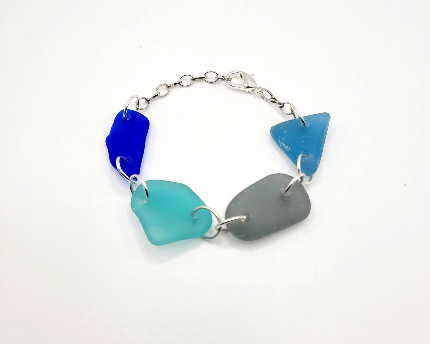 Sea Glass Bracelet/Genuine Sea Glass/Sea Glass Charm Bracelet/white and aqua Beach Glass Bracelet/Nautical Bracelet