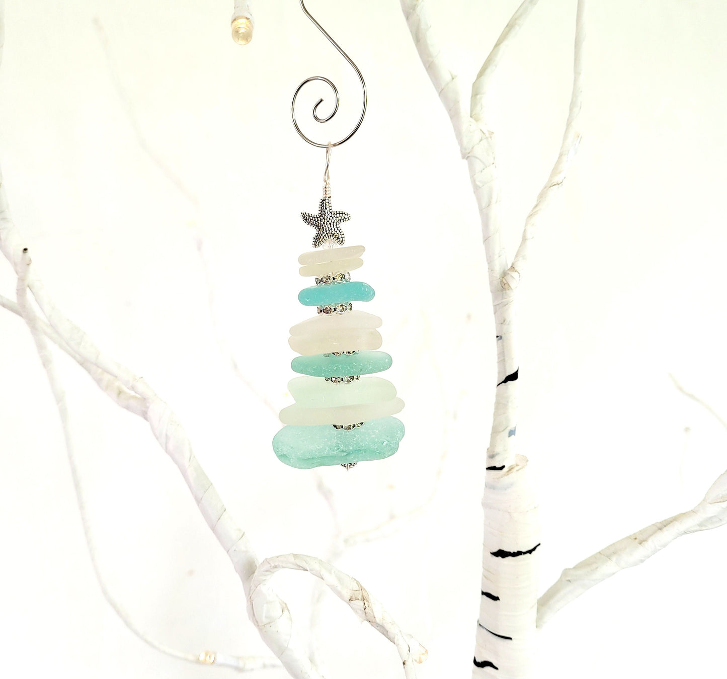 Sea Glass Christmas Tree Ornament/Sea Glass Pine Tree Ornament/Genuine Sea Glass Tree Ornament/145