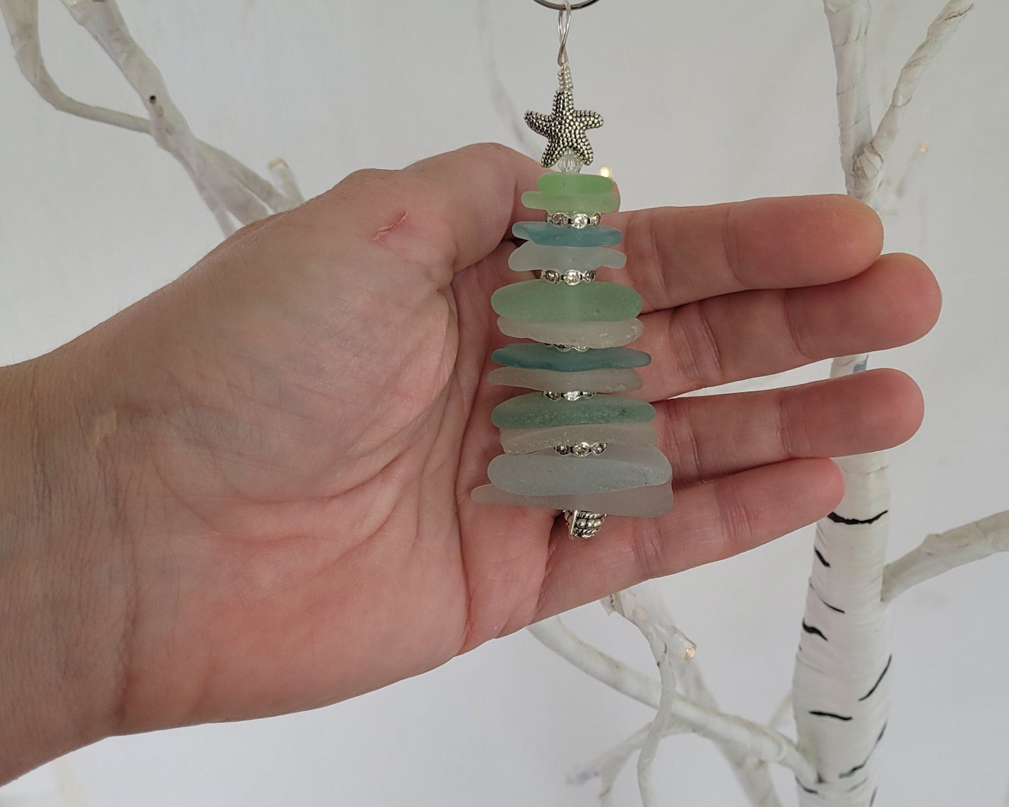 Sea Glass Christmas Tree Ornament/Sea Glass Pine Tree Ornament/Genuine Sea Glass Tree Ornament/46