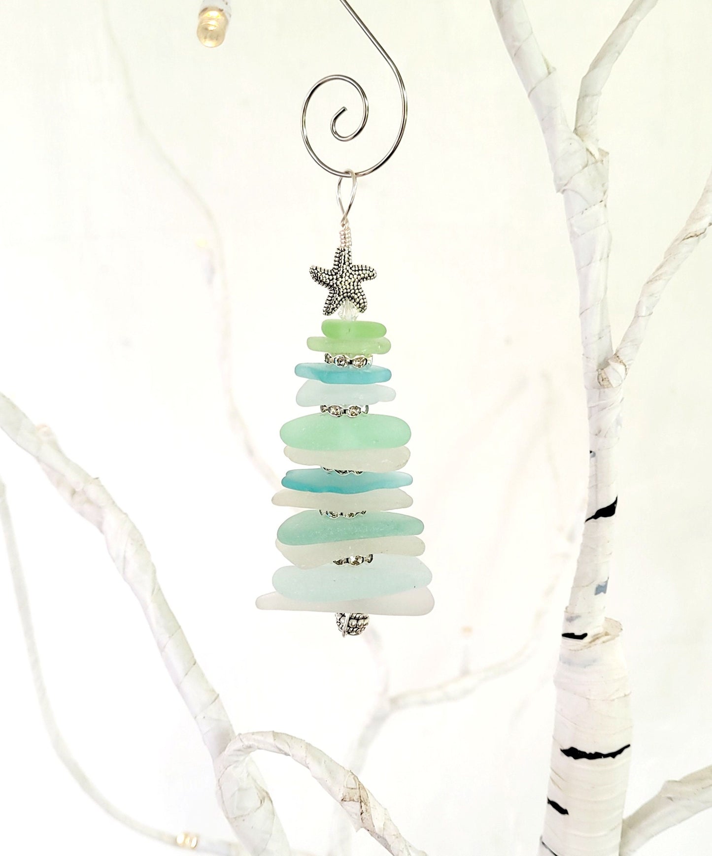 Sea Glass Christmas Tree Ornament/Sea Glass Pine Tree Ornament/Genuine Sea Glass Tree Ornament/46