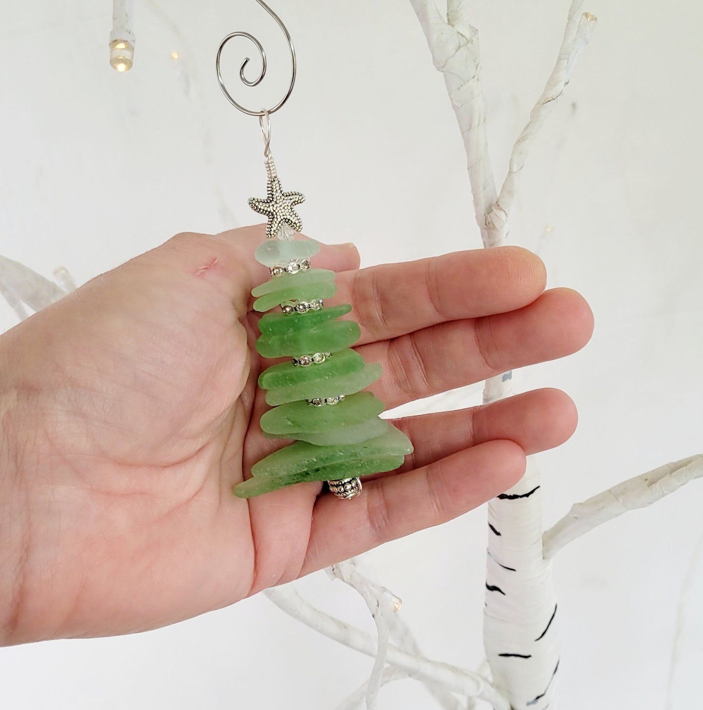 Sea Glass Christmas Tree Ornament/Sea Glass Pine Tree Ornament/Genuine Sea Glass Tree Ornament/144