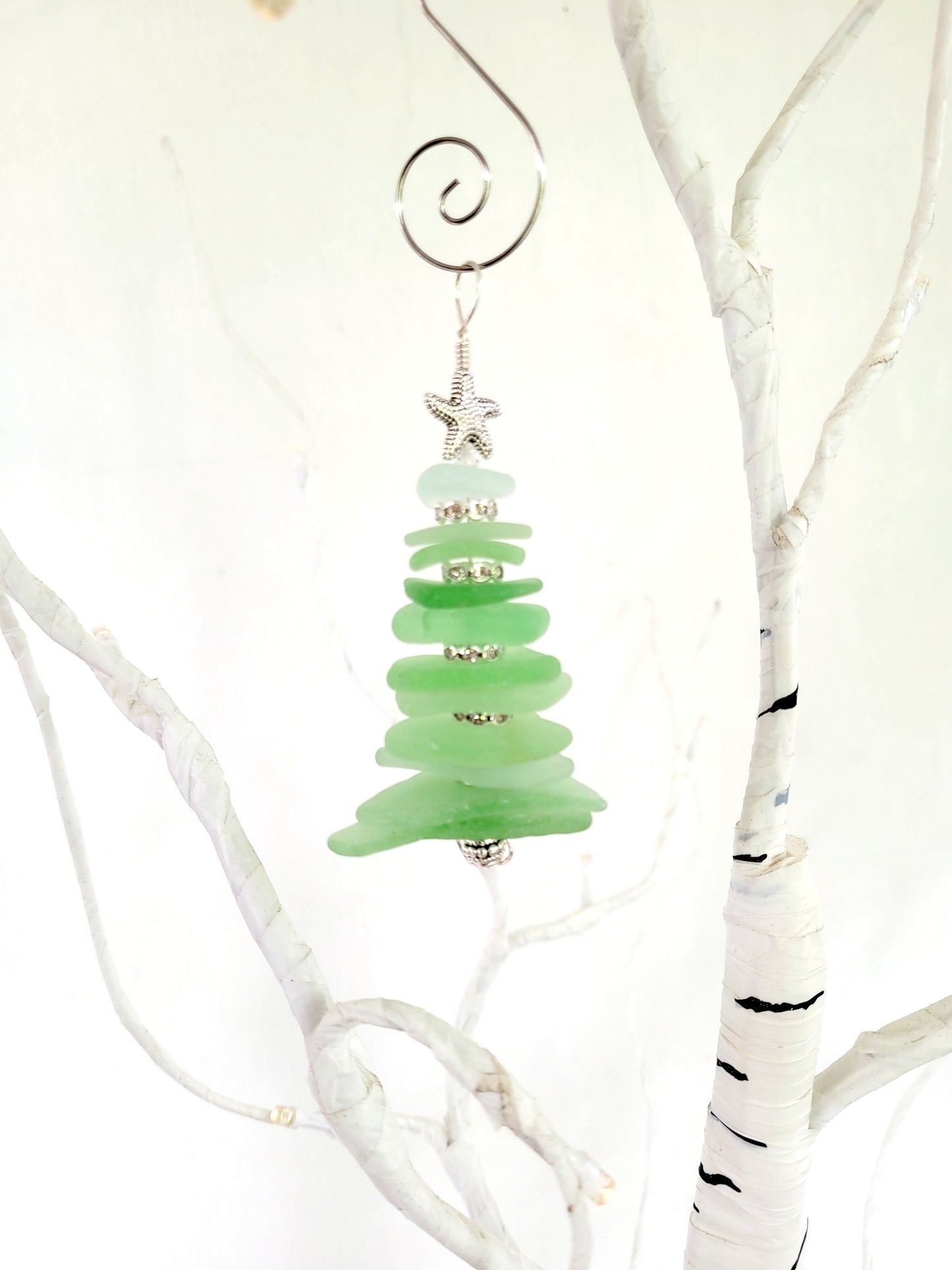 Sea Glass Christmas Tree Ornament/Sea Glass Pine Tree Ornament/Genuine Sea Glass Tree Ornament/144