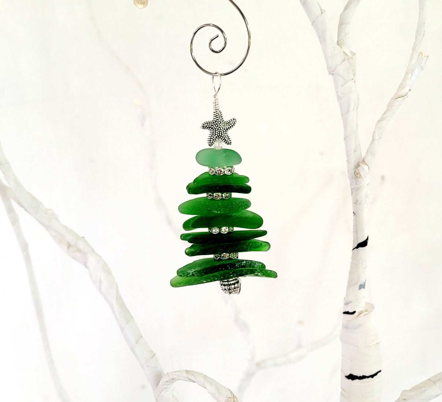 Sea Glass Christmas Tree Ornament/inches/Sea Glass Pine Tree Ornament/Genuine Sea Glass Tree Ornament/Coastal Christmas/Beach Christmas/151