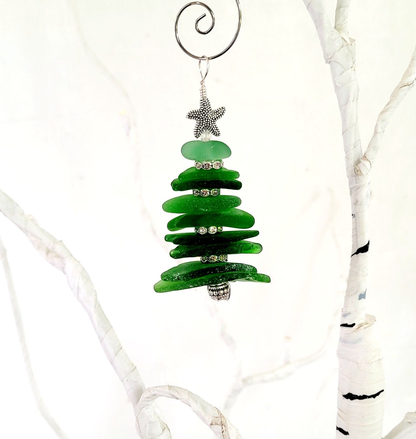 Sea Glass Christmas Tree Ornament/inches/Sea Glass Pine Tree Ornament/Genuine Sea Glass Tree Ornament/Coastal Christmas/Beach Christmas/151