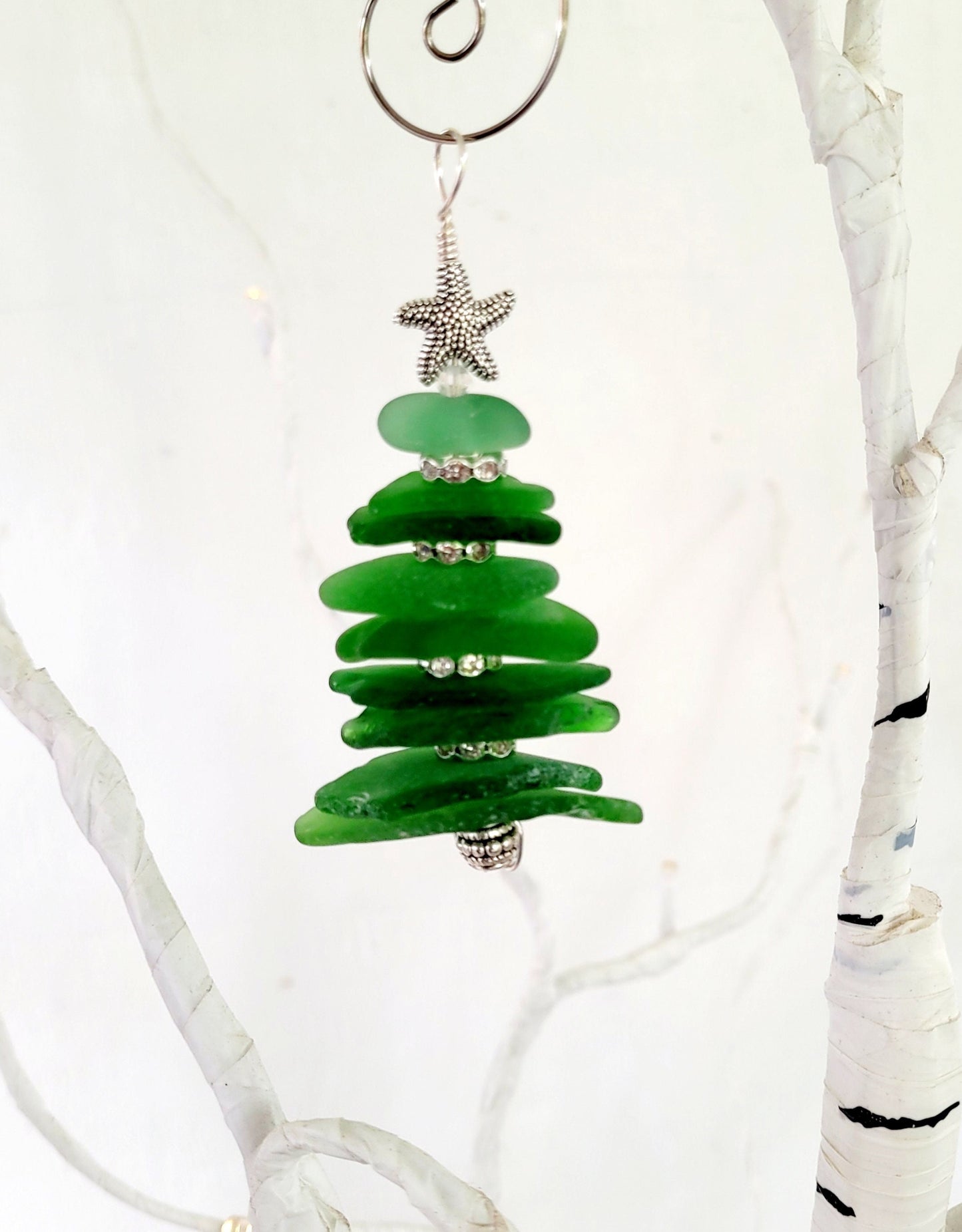 Sea Glass Christmas Tree Ornament/inches/Sea Glass Pine Tree Ornament/Genuine Sea Glass Tree Ornament/Coastal Christmas/Beach Christmas/151