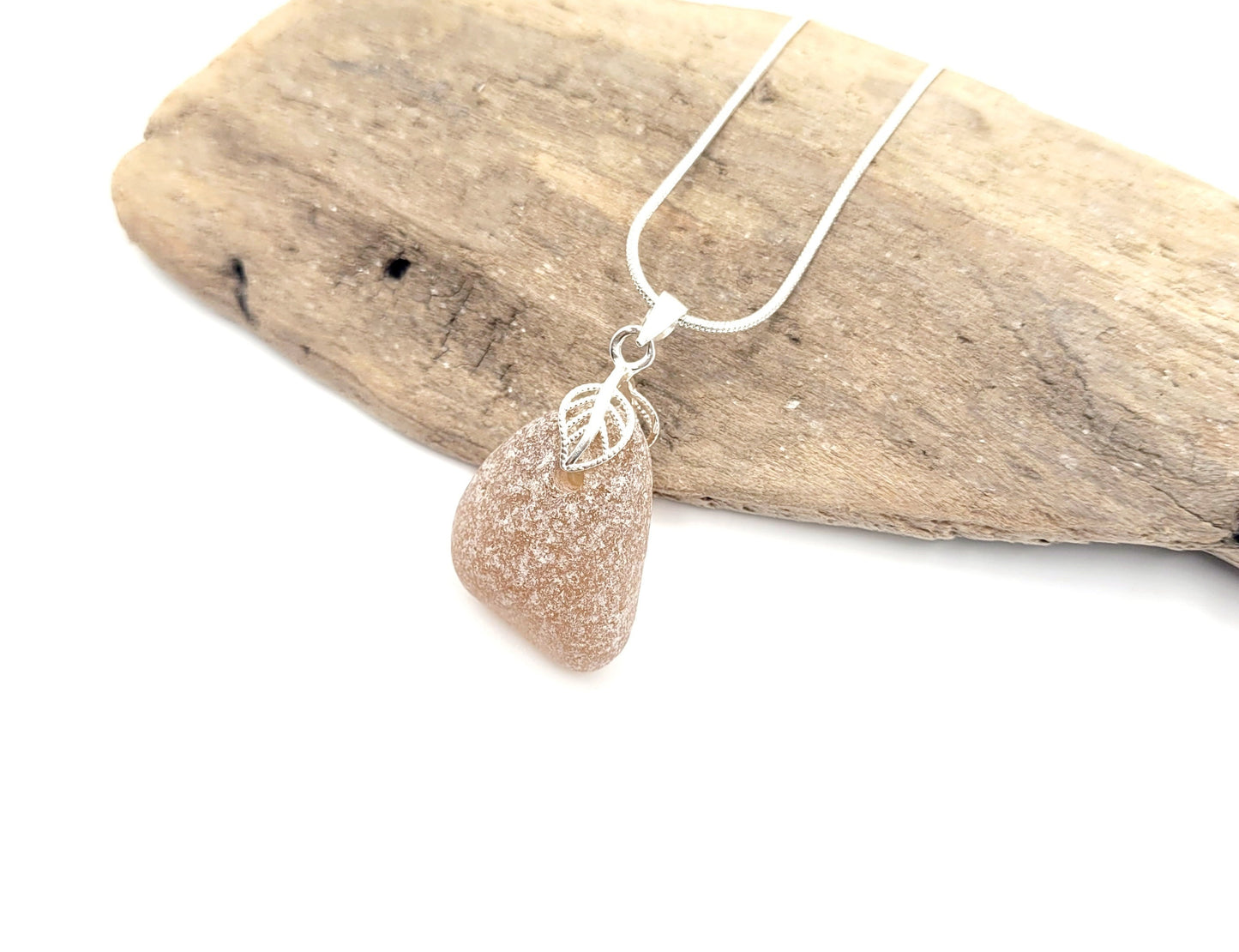 Genuine Sea Glass/Sea Glass and Sterling Silver Necklace/Sea Glass Pendant/Genuine Sea Glass Jewelry/149