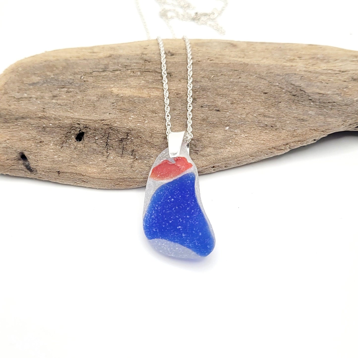 Genuine Sea Glass/Very Rare Art Glass Sea Glass/Sea Glass and Sterling Silver Necklace/Art Sea Glass Pendant/Genuine Sea Glass Jewelry/162