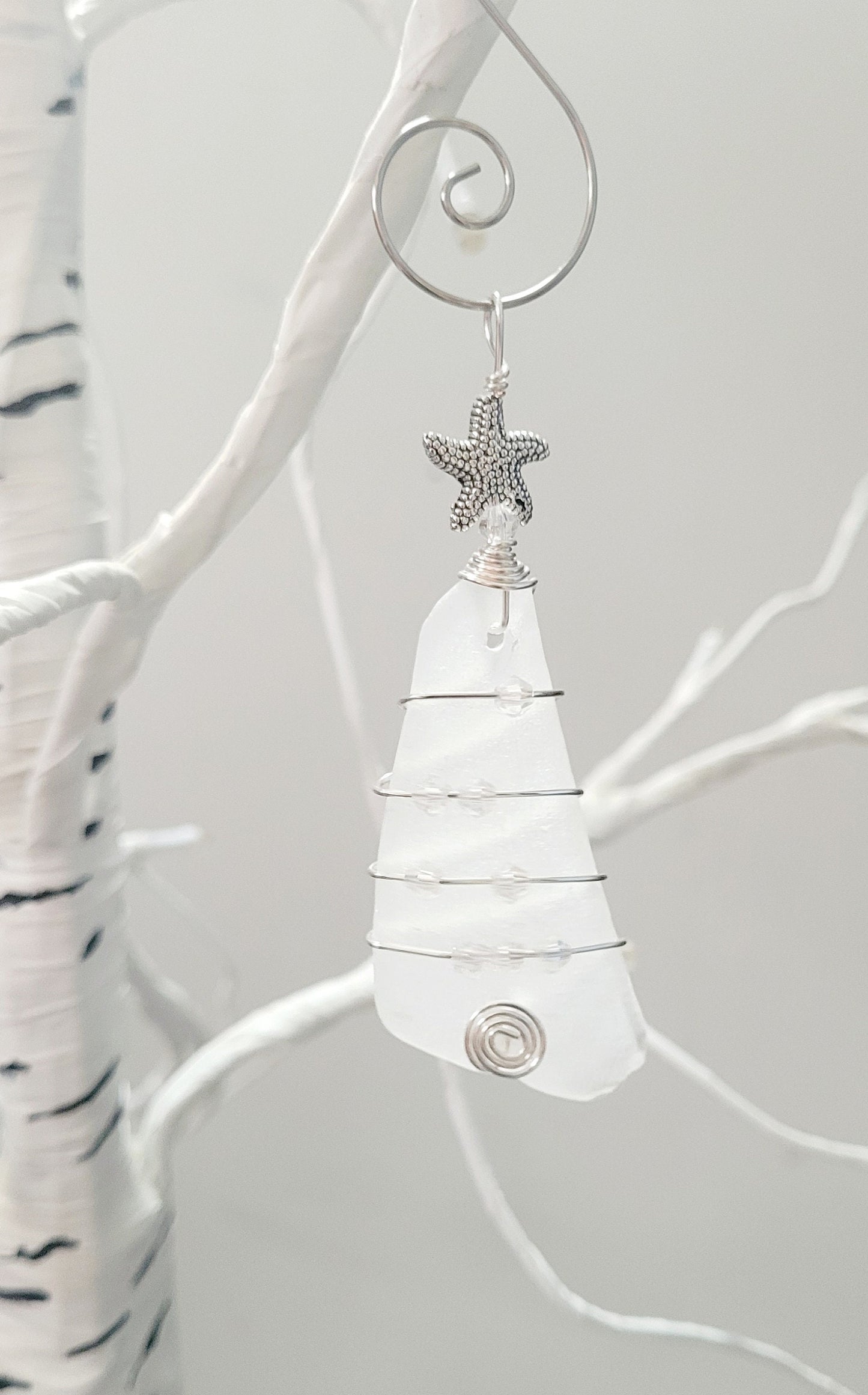 Genuine Sea Glass Christmas Tree Pendant/Sea Glass Christmas Tree Ornament/Coastal Ornament/Beach Decor/49d