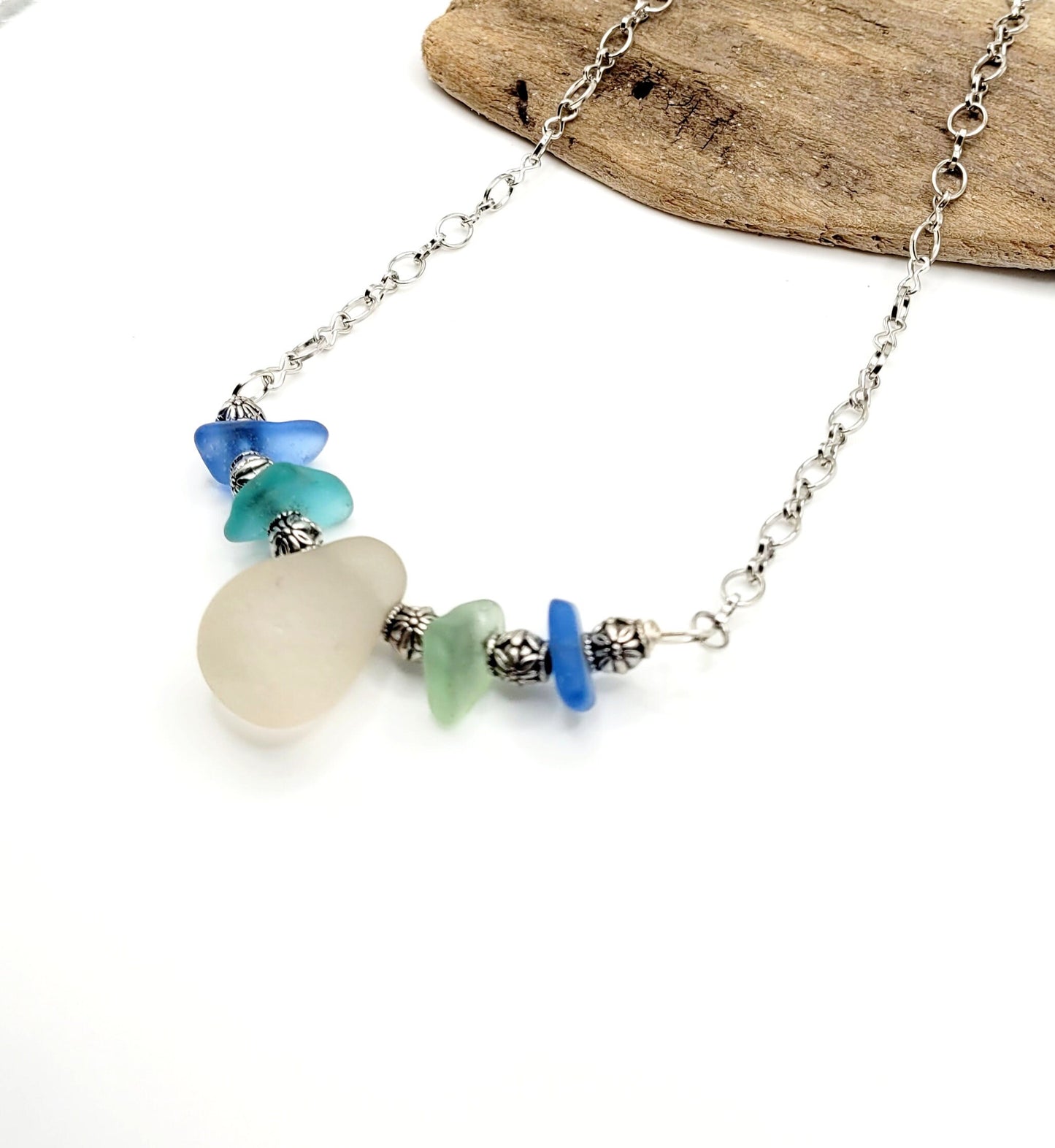 Genuine Sea Glass Bottle Stopper/Sea Glass Jewelry/Genuine Sea Glass Necklace/ Sea Glass/Beach Glass Necklace/Unique Gift/49