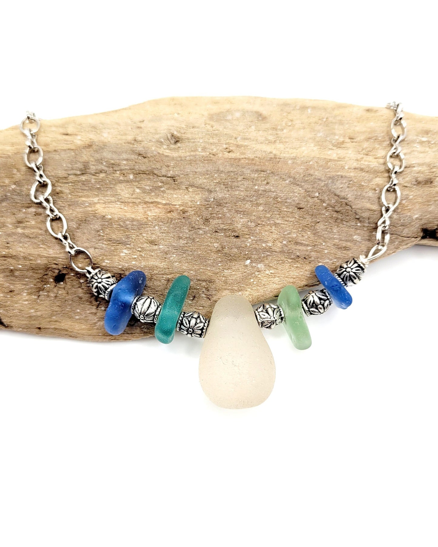 Genuine Sea Glass Bottle Stopper/Sea Glass Jewelry/Genuine Sea Glass Necklace/ Sea Glass/Beach Glass Necklace/Unique Gift/49