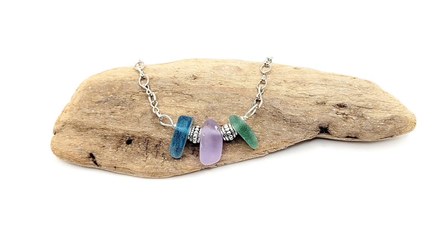 Genuine Sea Glass Necklace/Glass Jewelry/Genuine Sea Glass Necklace/ Sea Glass/Beach Glass Necklace/Nautical Necklace/Unique Gift/154