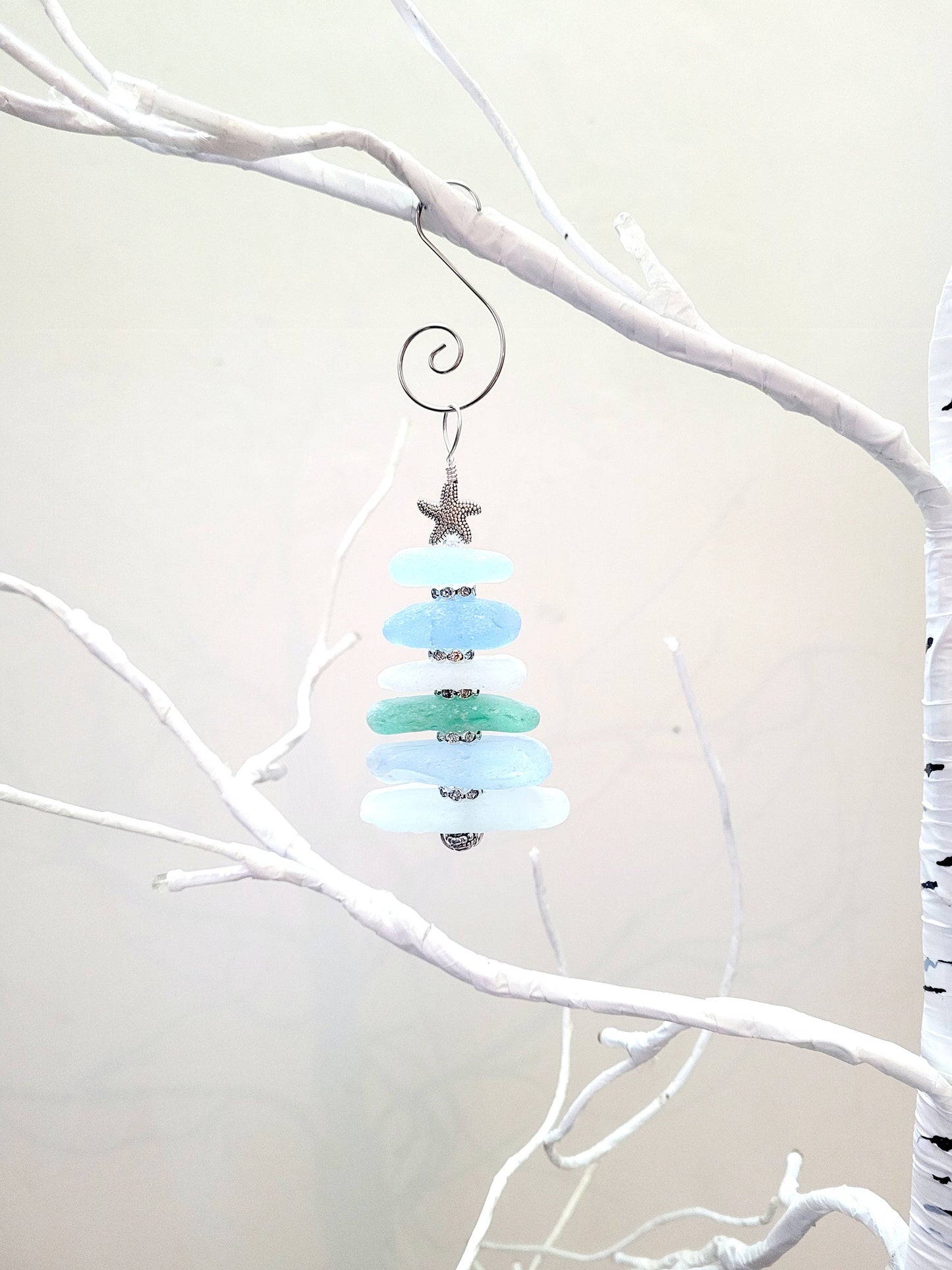 Sea Glass Christmas Tree Ornament/Sea Glass Pine Tree Ornament/Genuine Sea Glass Tree Ornament/47