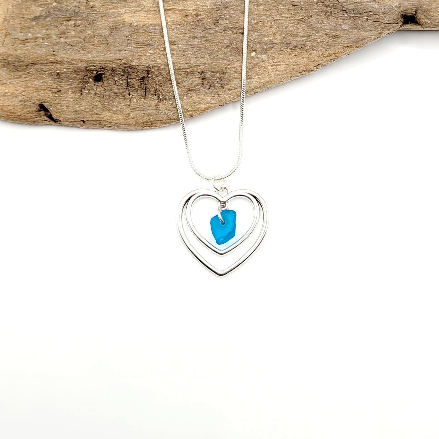 Genuine Sea Glass Pendant/Turquoise Heart Sea Glass Pendant/Natural Heart Sea Glass Pendant/Anniversary Gift/Gift for her/Unique Gift/43