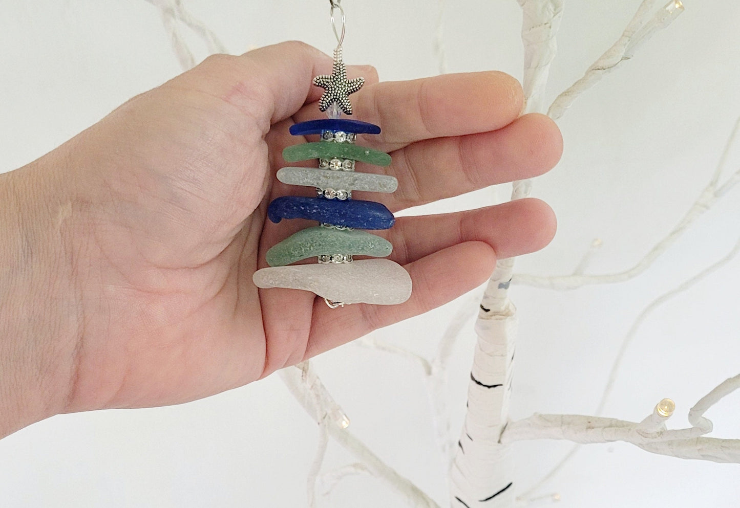 Sea Glass Christmas Tree Ornament/Sea Glass Pine Tree Ornament/Genuine Sea Glass Tree Ornament/59