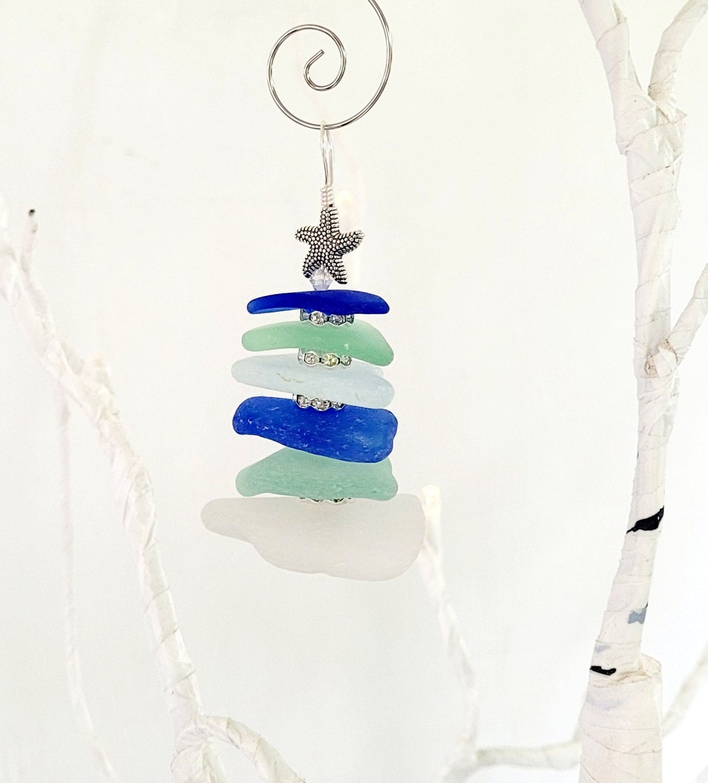 Sea Glass Christmas Tree Ornament/Sea Glass Pine Tree Ornament/Genuine Sea Glass Tree Ornament/59