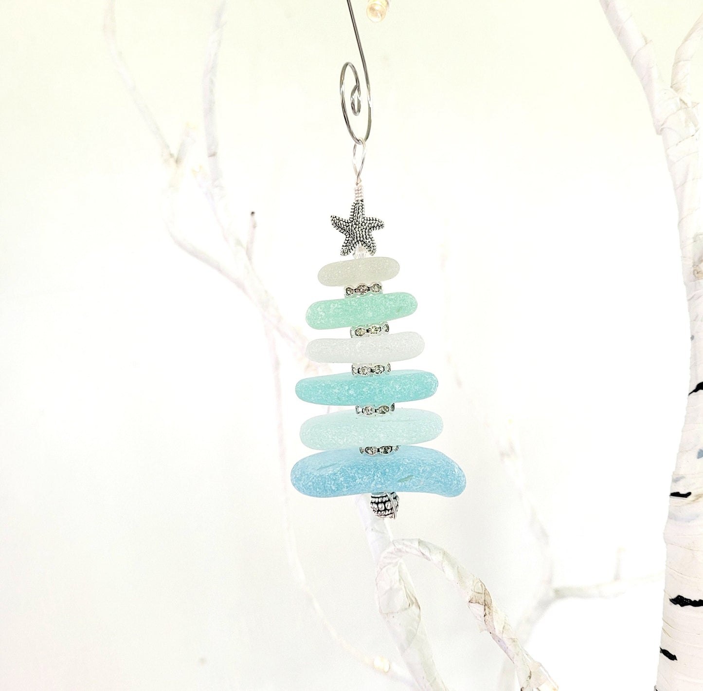 Sea Glass Christmas Tree Ornament/Sea Glass Pine Tree Ornament/Genuine Sea Glass Tree Ornament/43