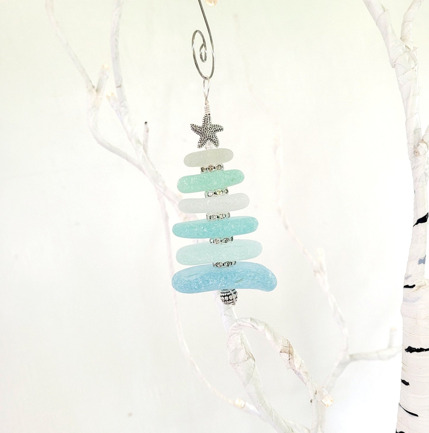 Sea Glass Christmas Tree Ornament/Sea Glass Pine Tree Ornament/Genuine Sea Glass Tree Ornament/43