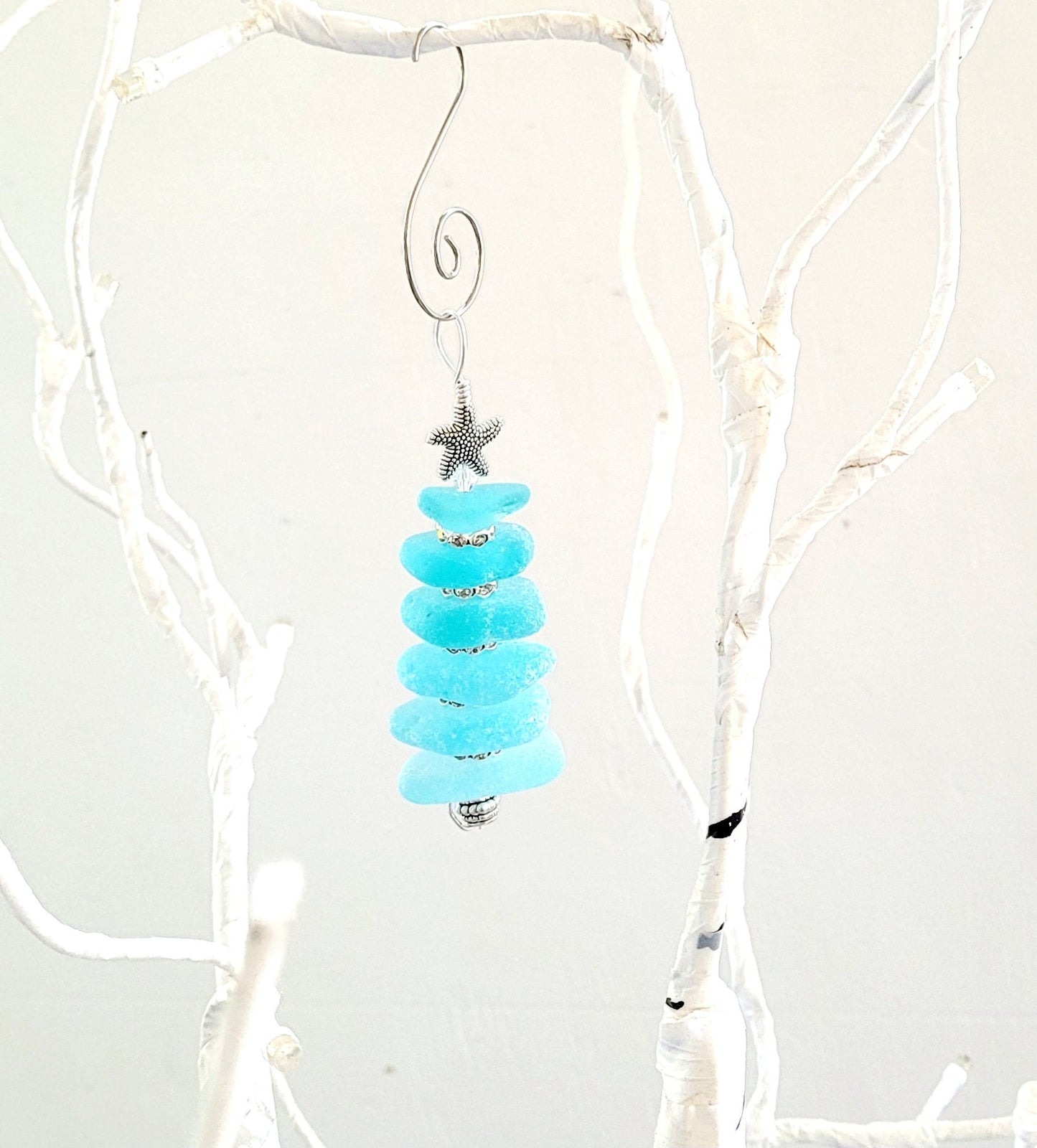 Sea Glass Christmas Tree Ornament/Sea Glass Pine Tree Ornament/Genuine Sea Glass Tree Ornament/44