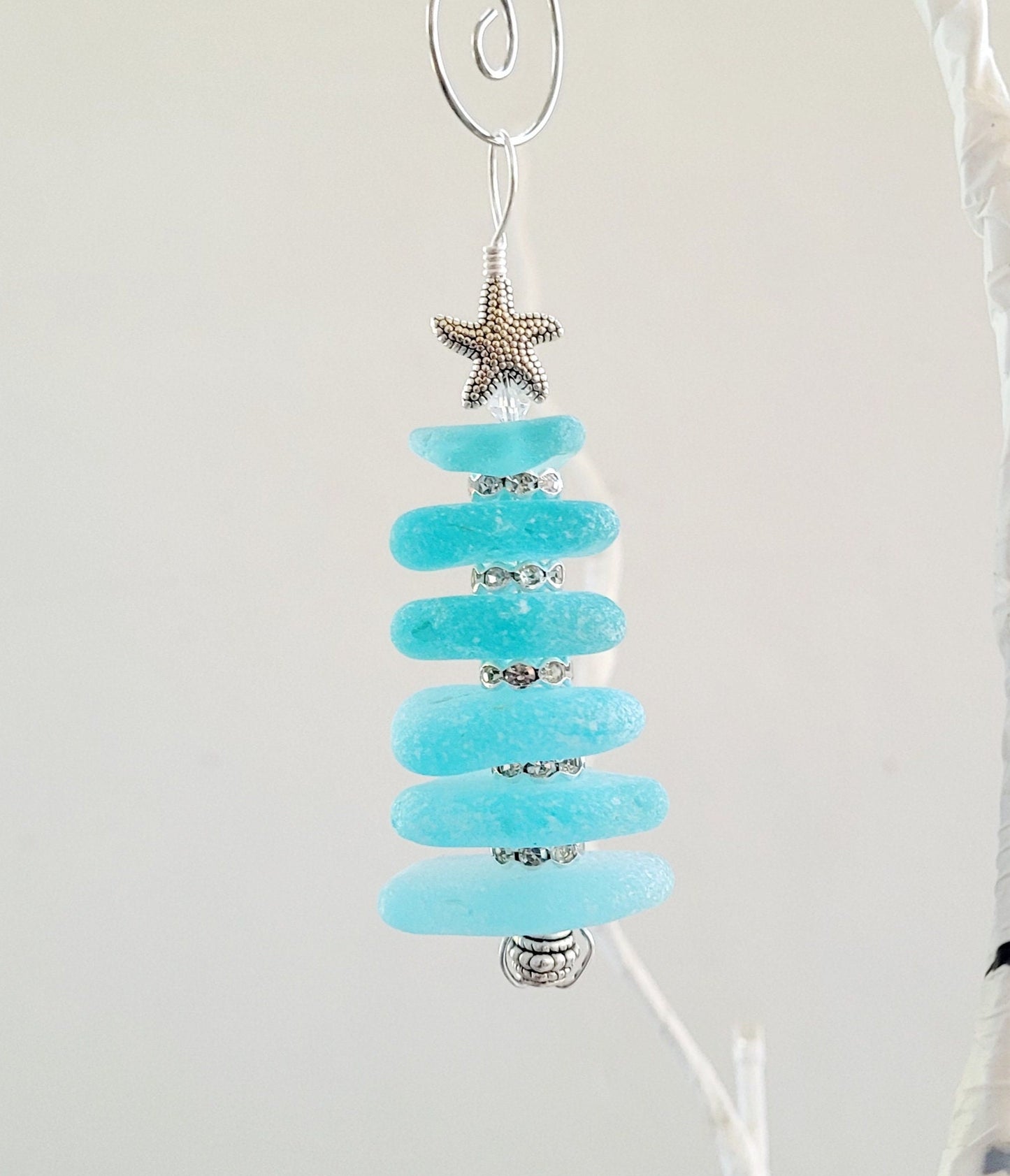 Sea Glass Christmas Tree Ornament/Sea Glass Pine Tree Ornament/Genuine Sea Glass Tree Ornament/44