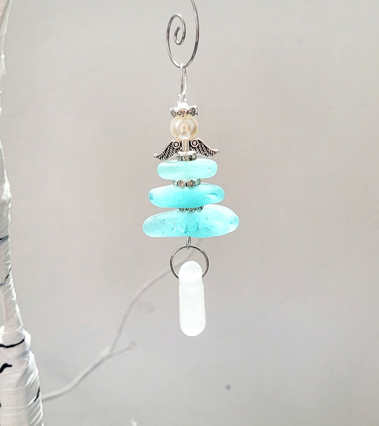 Genuine Sea Glass Angel Sun Catcher/Angel Car Charm/Angel Pendant/Angel Ornament/Angel Gift/Gift for Her/132