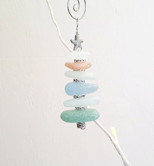 Sea Glass Christmas Tree Ornament/Sea Glass Pine Tree Ornament/Genuine Sea Glass Tree Ornament/62