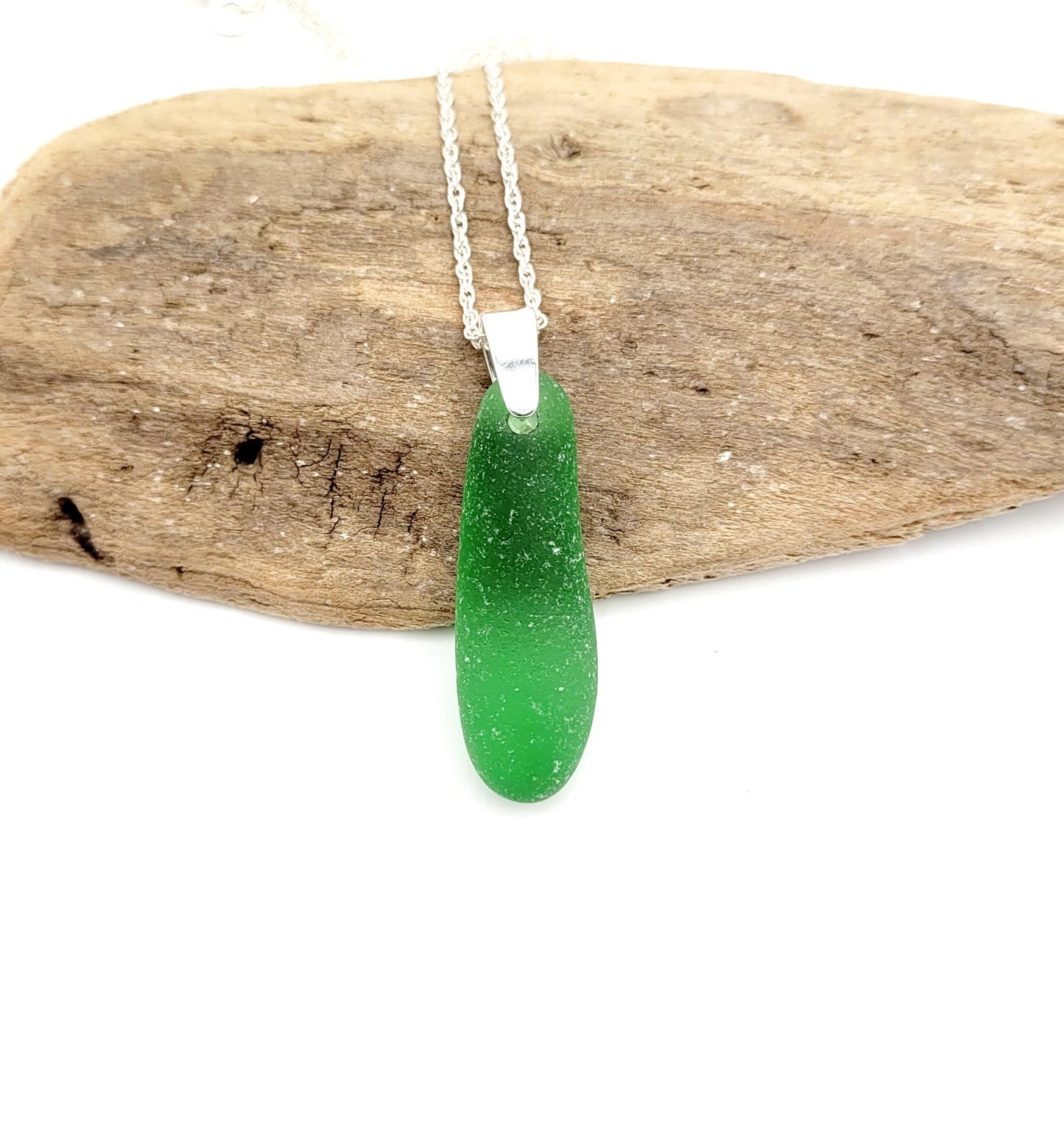 Genuine Sea Glass/Sea Glass and Sterling Silver Necklace/Glass Sea Glass Pendant/Genuine Sea Glass Jewelry/150