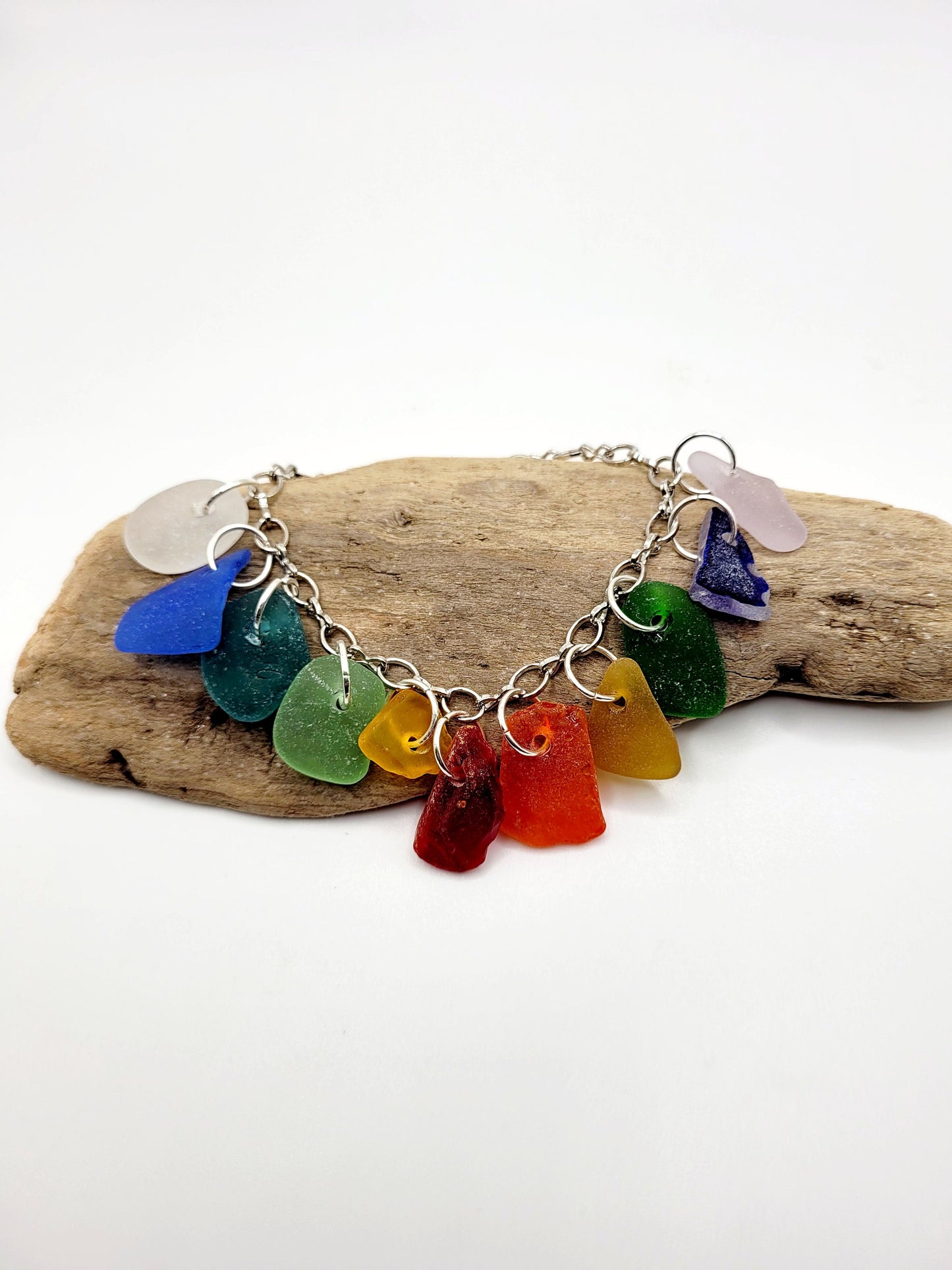 Sea Glass Jewelry/UV Sea Glass Bracelet/Genuine Sea Glass/ Charm Bracelet/Gift for Her/Unique Gift/Authentic Beach glass/9F