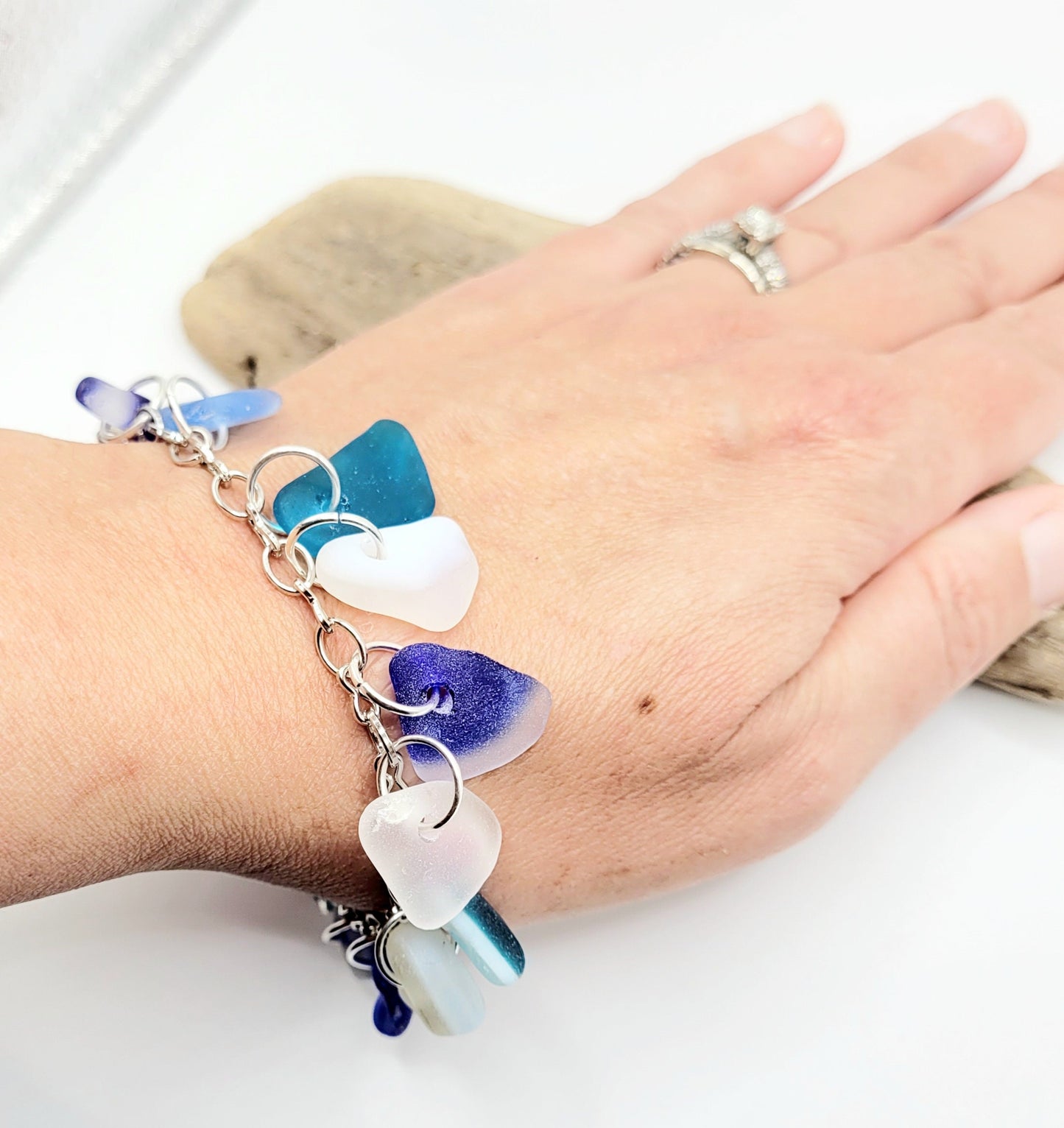 Sea Glass Bracelet/Genuine Sea Glass/Sea Glass Charm Bracelet/Mermaid Tears/Authentic Sea Glass/Surf Tumbled/Coastal bracelet/10F