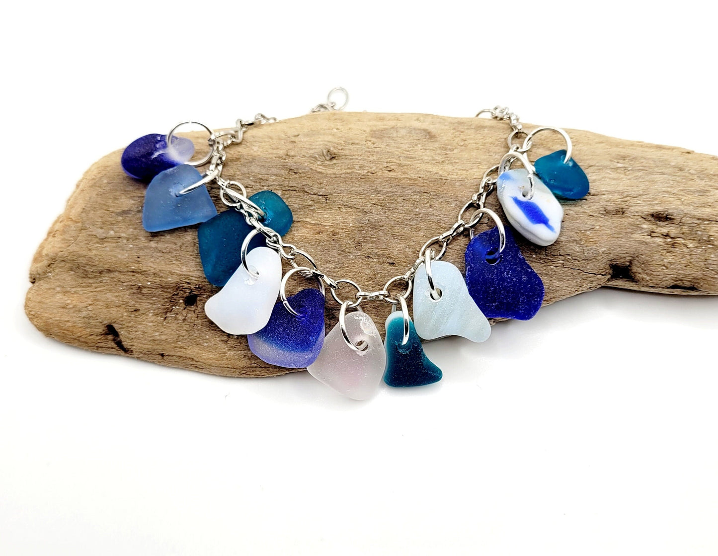 Sea Glass Bracelet/Genuine Sea Glass/Sea Glass Charm Bracelet/Mermaid Tears/Authentic Sea Glass/Surf Tumbled/Coastal bracelet/10F