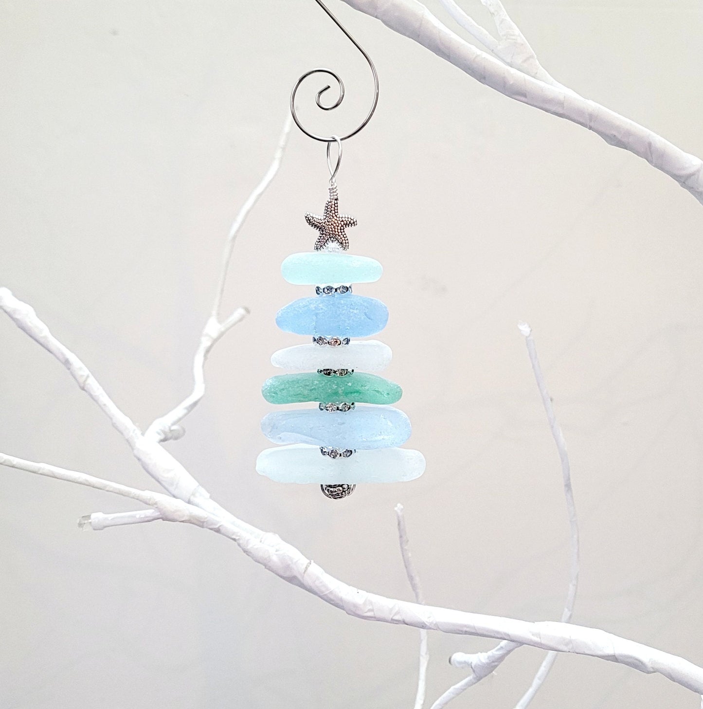 Sea Glass Christmas Tree Ornament/Sea Glass Pine Tree Ornament/Genuine Sea Glass Tree Ornament/47