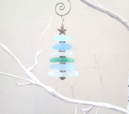 Sea Glass Christmas Tree Ornament/Sea Glass Pine Tree Ornament/Genuine Sea Glass Tree Ornament/47