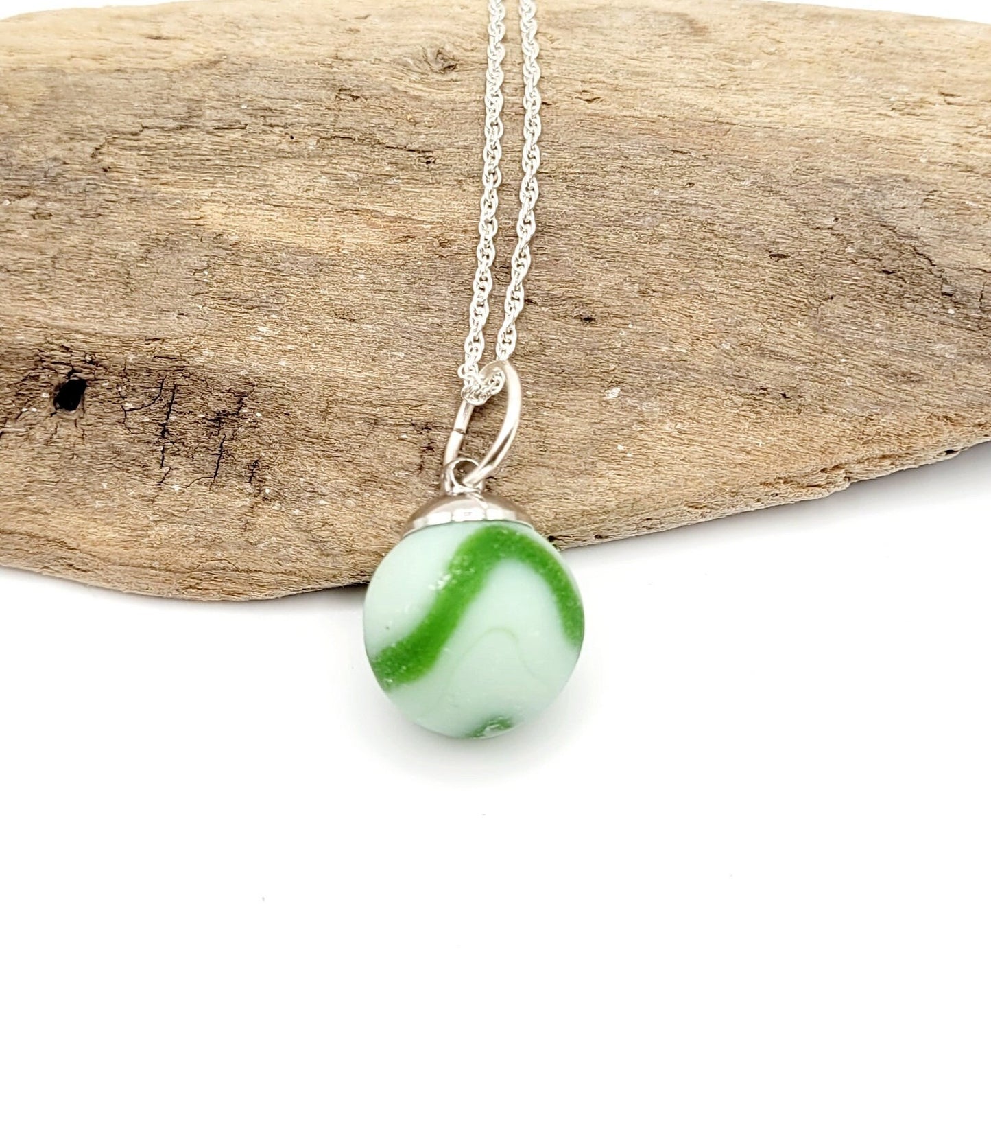 Genuine Sea Glass Marble/Sea Glass Marble Pendant/Sea Glass Pendant/Sea Glass Necklace/Unique Gift/9