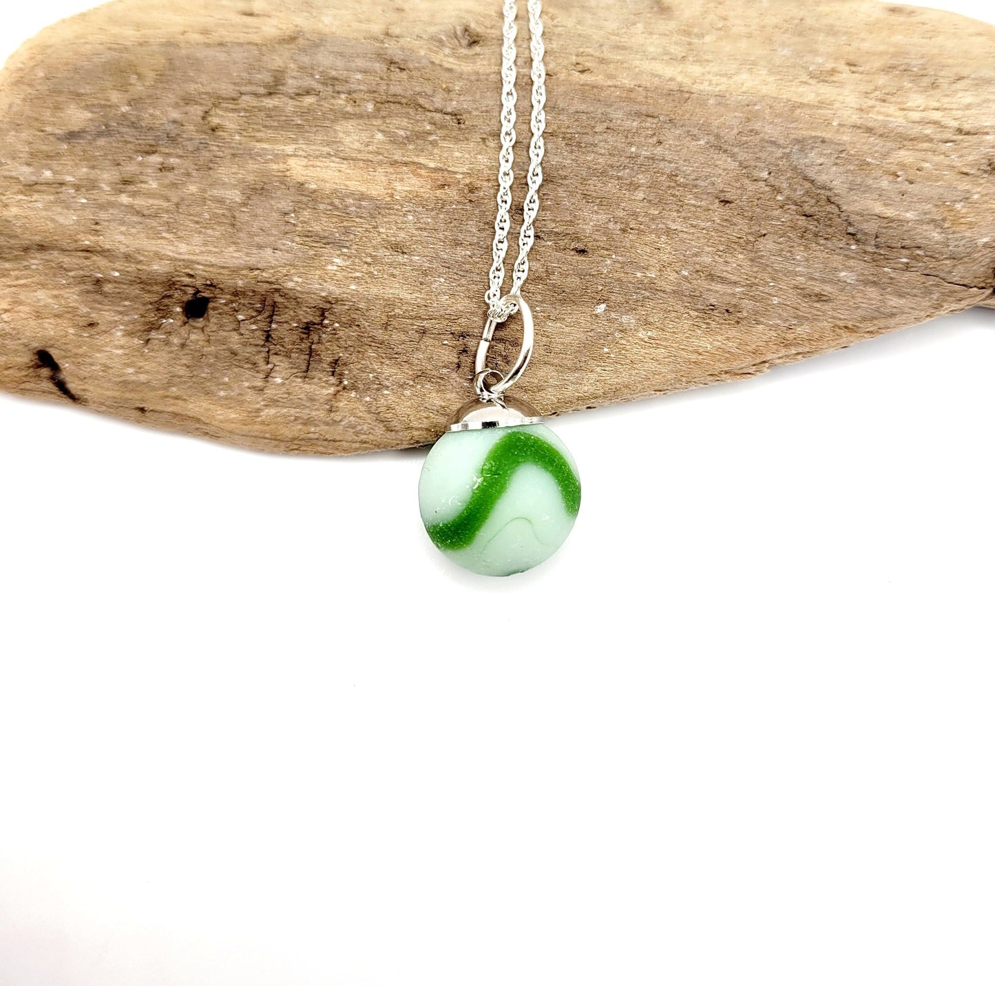 Genuine Sea Glass Marble/Sea Glass Marble Pendant/Sea Glass Pendant/Sea Glass Necklace/Unique Gift/9