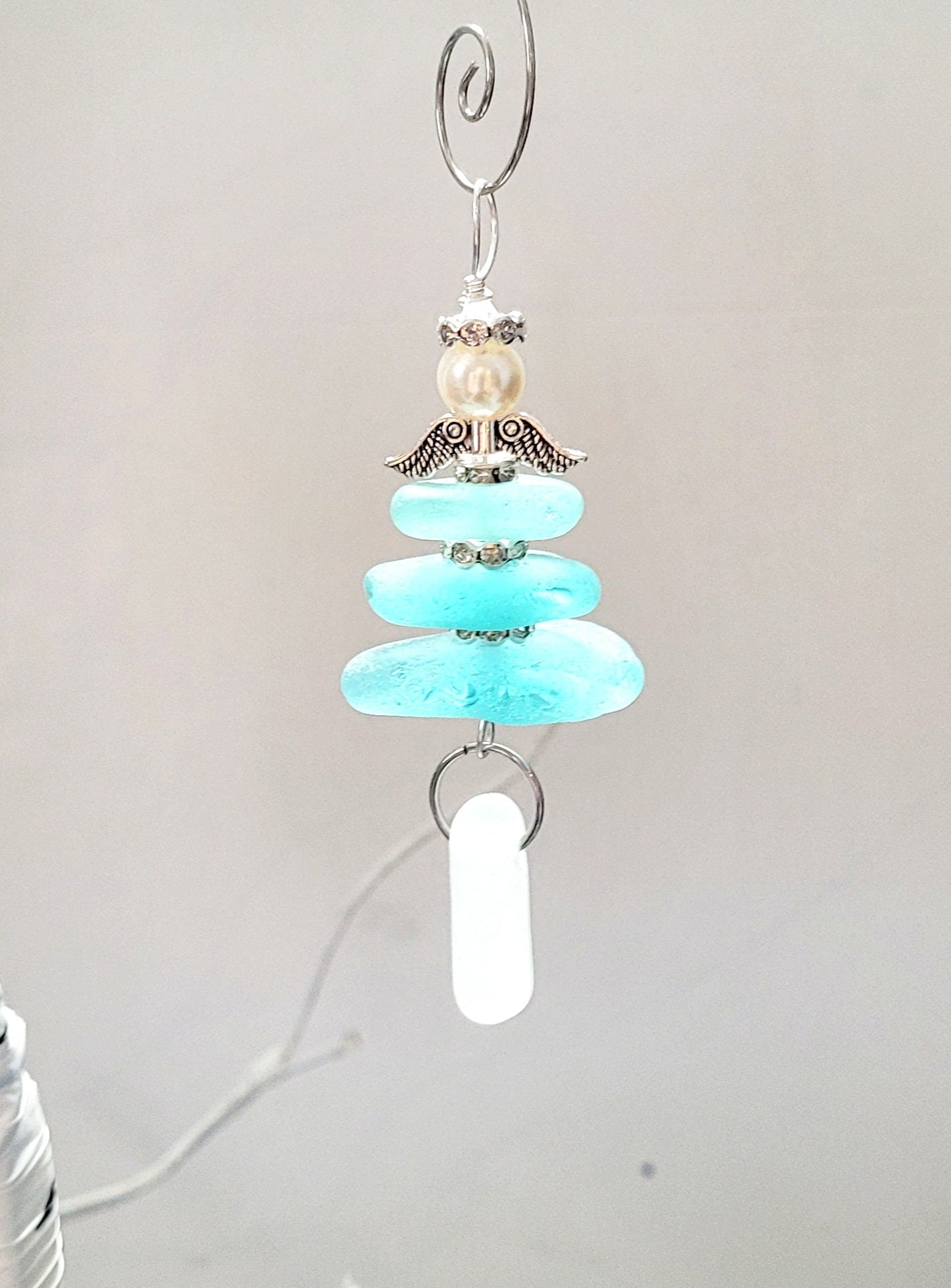 Genuine Sea Glass Angel Sun Catcher/Angel Car Charm/Angel Pendant/Angel Ornament/Angel Gift/Gift for Her/132