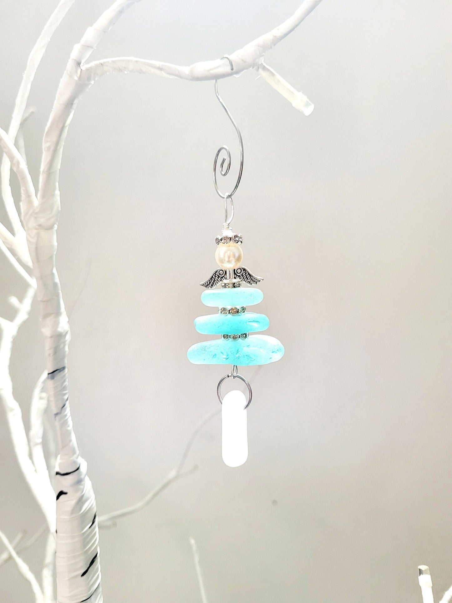 Genuine Sea Glass Angel Sun Catcher/Angel Car Charm/Angel Pendant/Angel Ornament/Angel Gift/Gift for Her/132