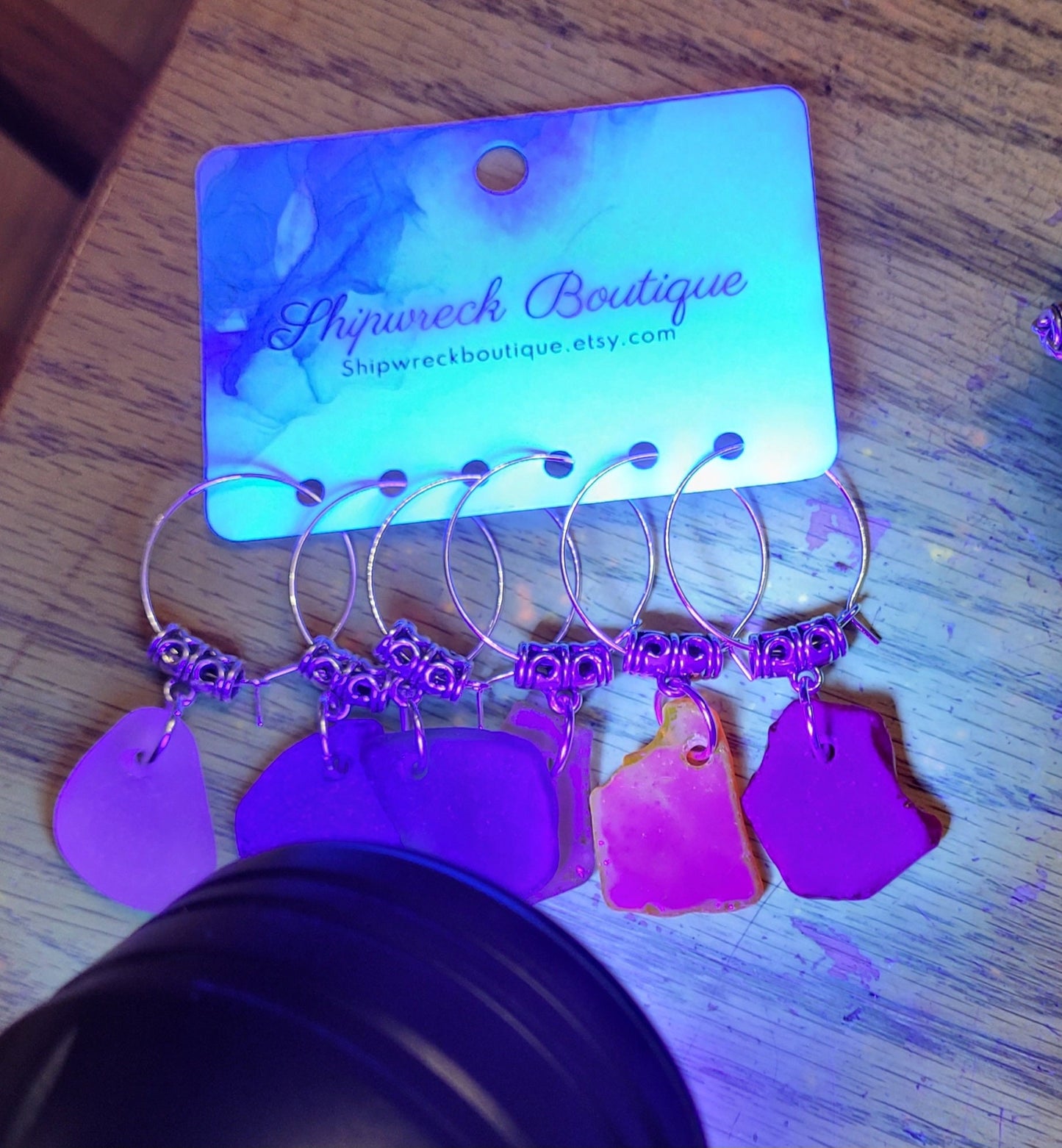 Sea Glass Wine Charms/Genuine Sea Glass/Rare Sea Glass Colors/Gift for her/Unique Gift/Housewarming Gift