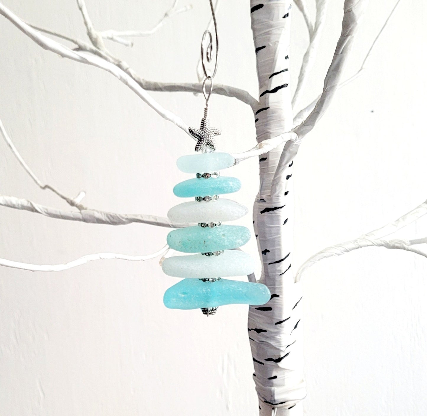 Sea Glass Christmas Tree Ornament/Sea Glass Pine Tree Ornament/Genuine Sea Glass Tree Ornament/151