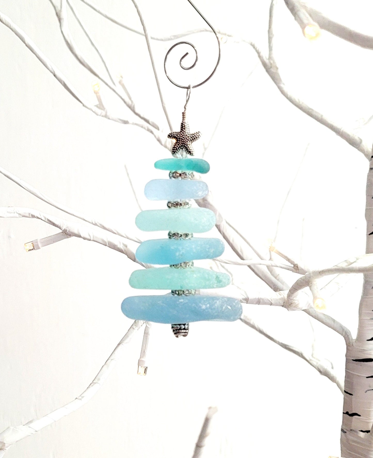 Sea Glass Christmas Tree Ornament/Sea Glass Pine Tree Ornament/Genuine Sea Glass Tree Ornament/161