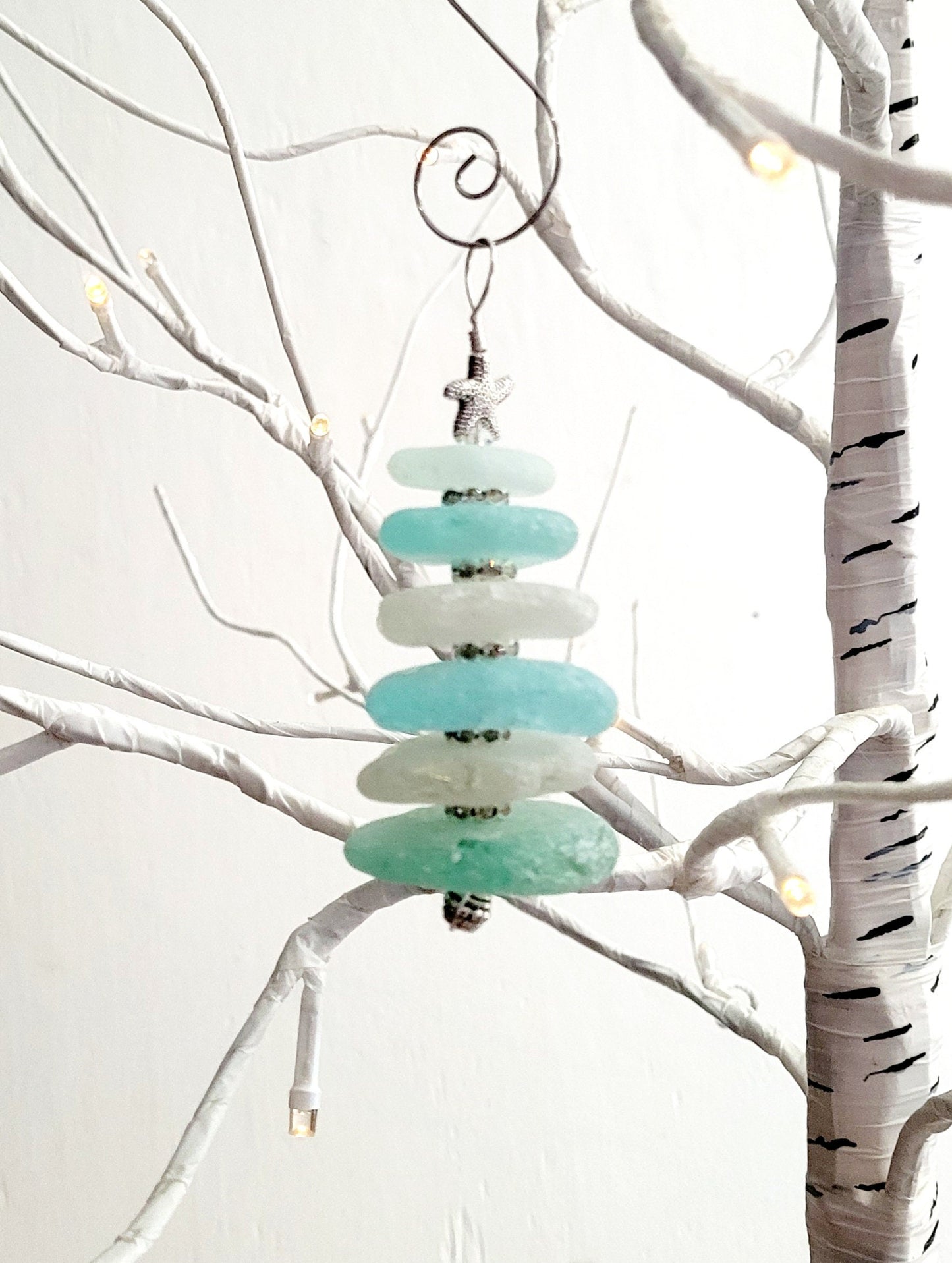 Sea Glass Christmas Tree Ornament/Sea Glass Pine Tree Ornament/Genuine Sea Glass Tree Ornament/162